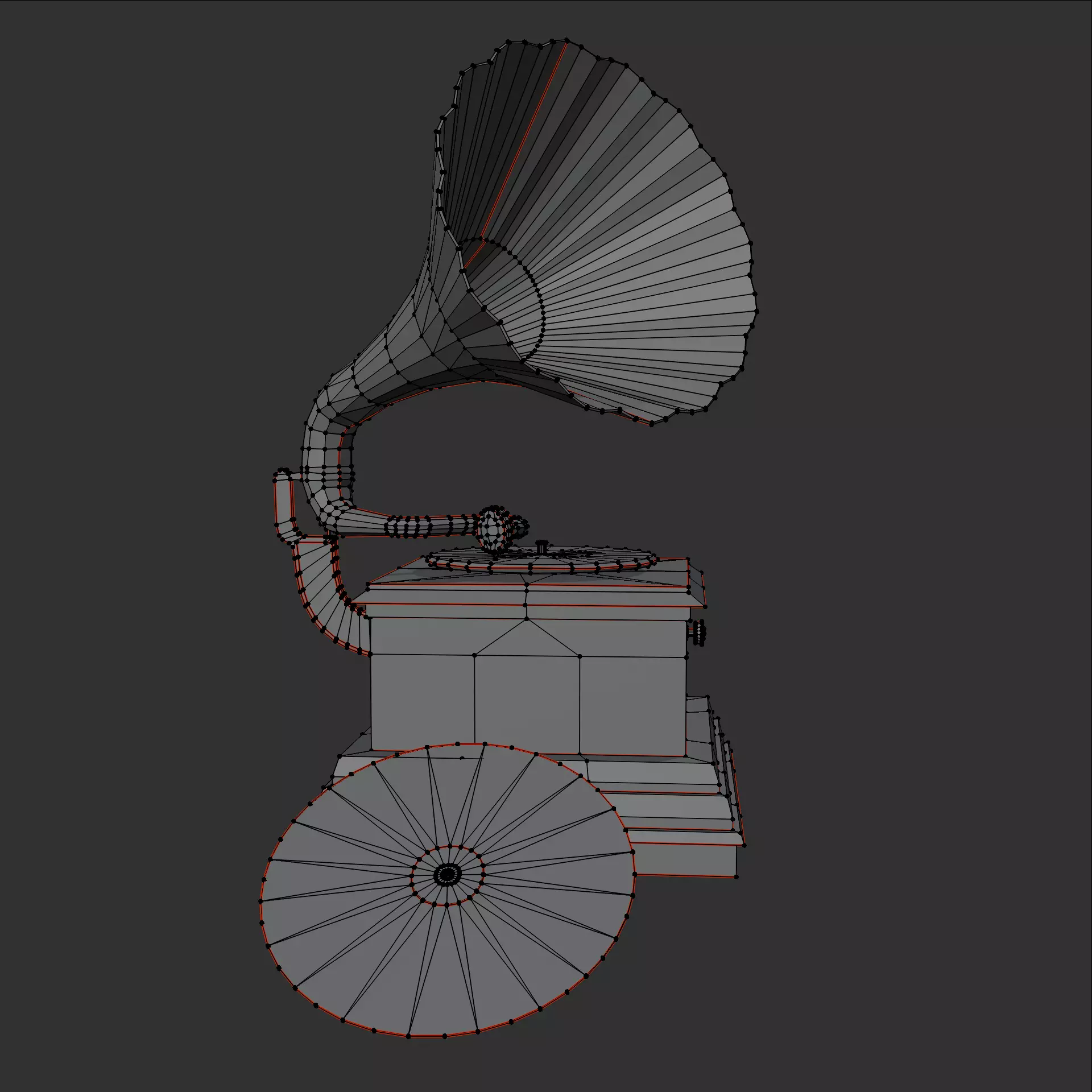 Gramophone with disc Low-poly 3D model_1