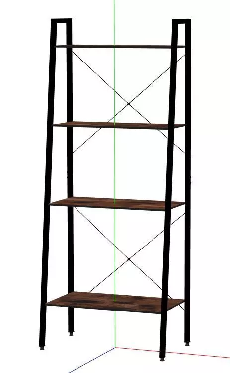 4 Tier Rustic Ladder Bookshelf 3D model_0