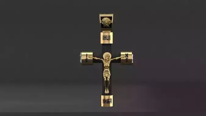 Orthodox wooden cross with saints
