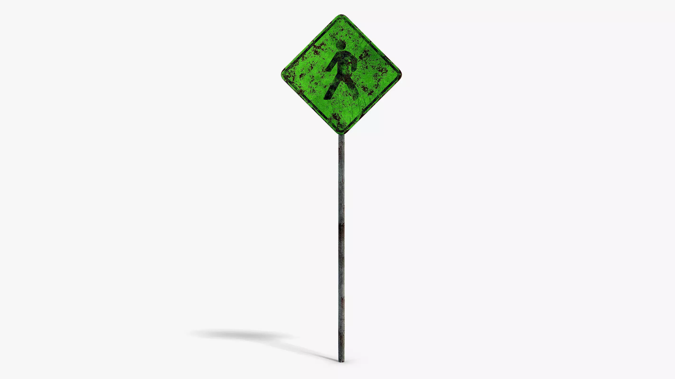 Damaged Pedestrian Sign Low-poly 3D model_0