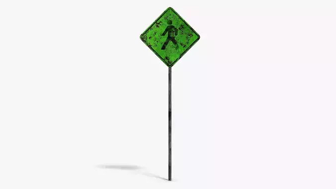 Damaged Pedestrian Sign Low-poly 3D model