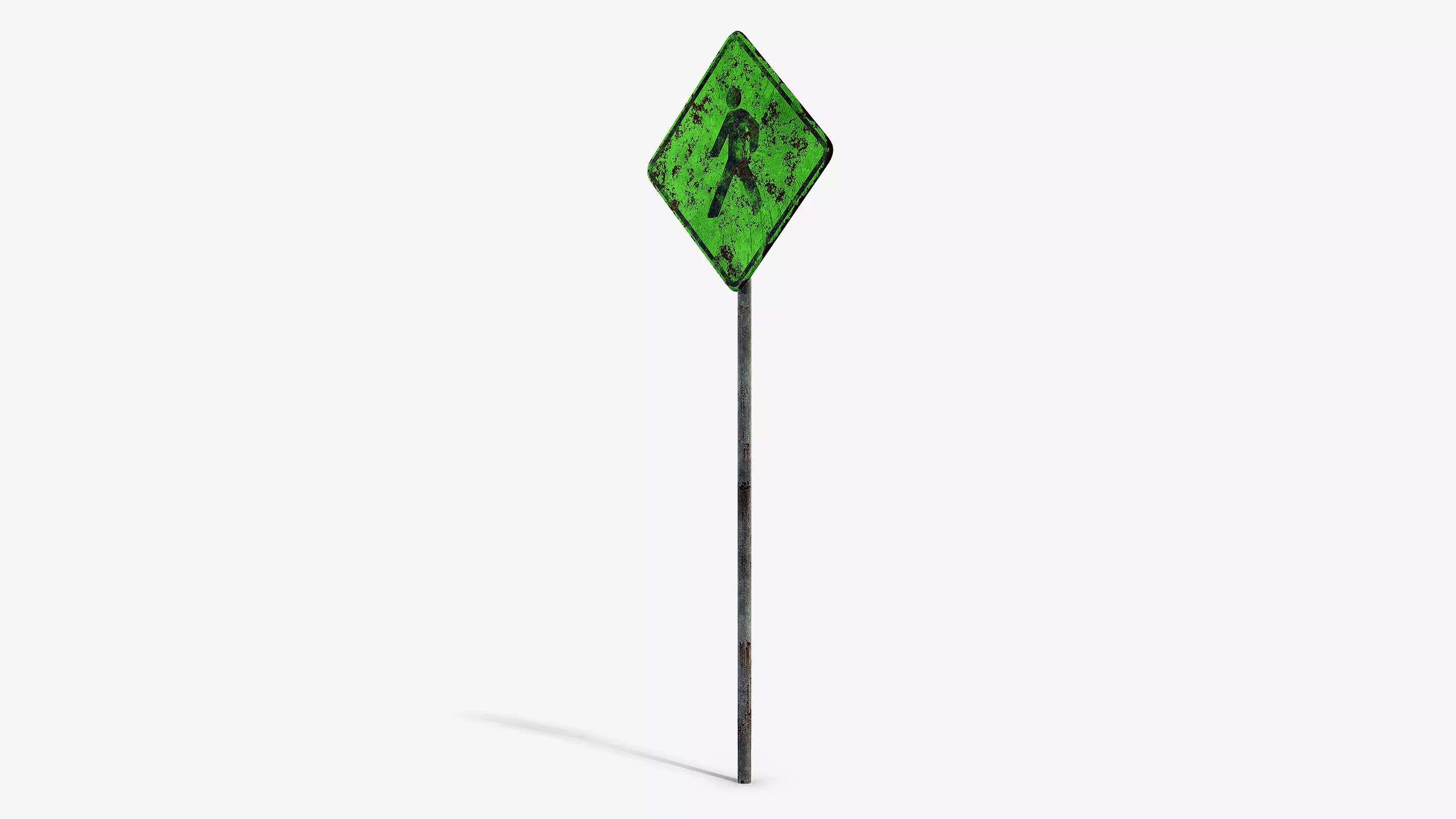 Damaged Pedestrian Sign Low-poly 3D model_5