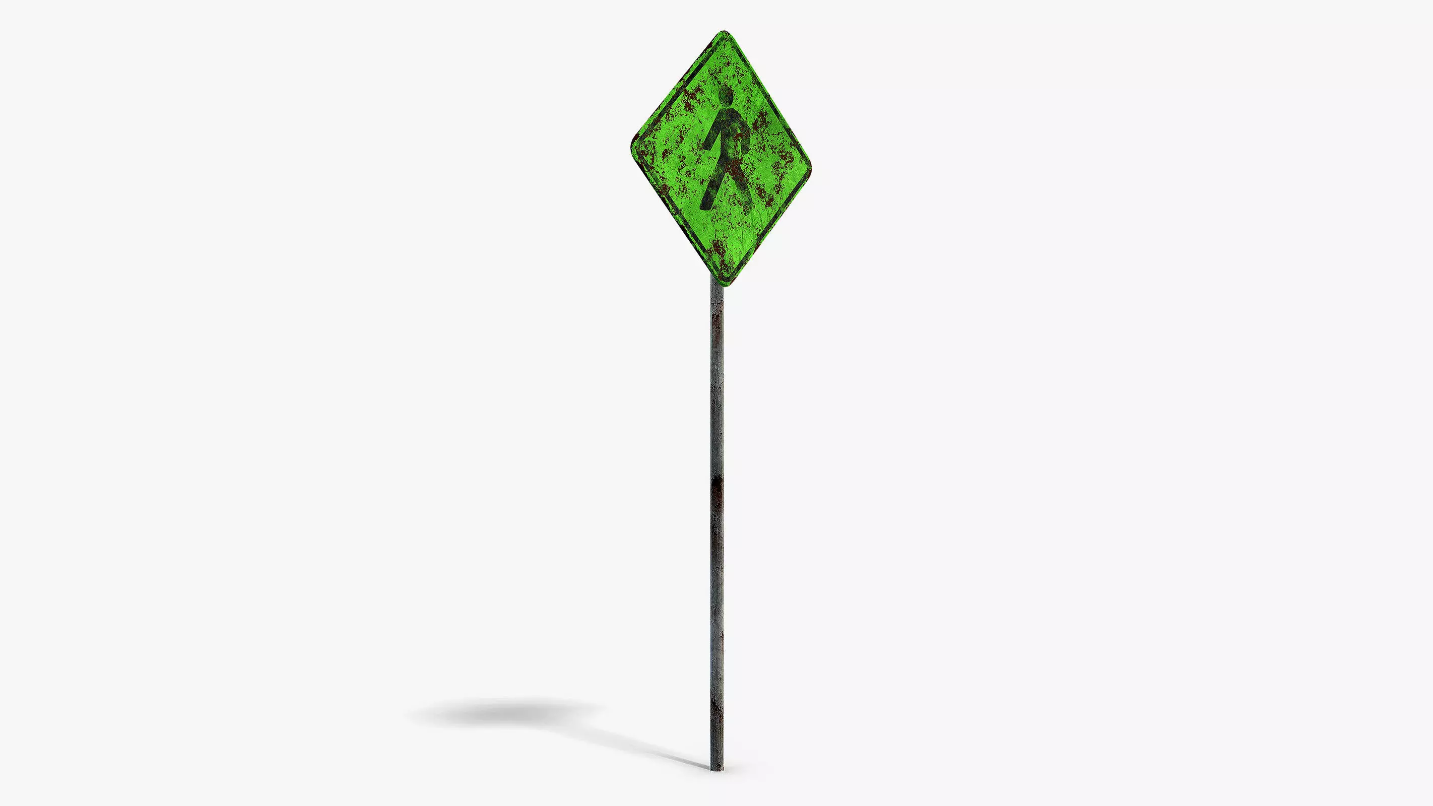 Damaged Pedestrian Sign Low-poly 3D model_1