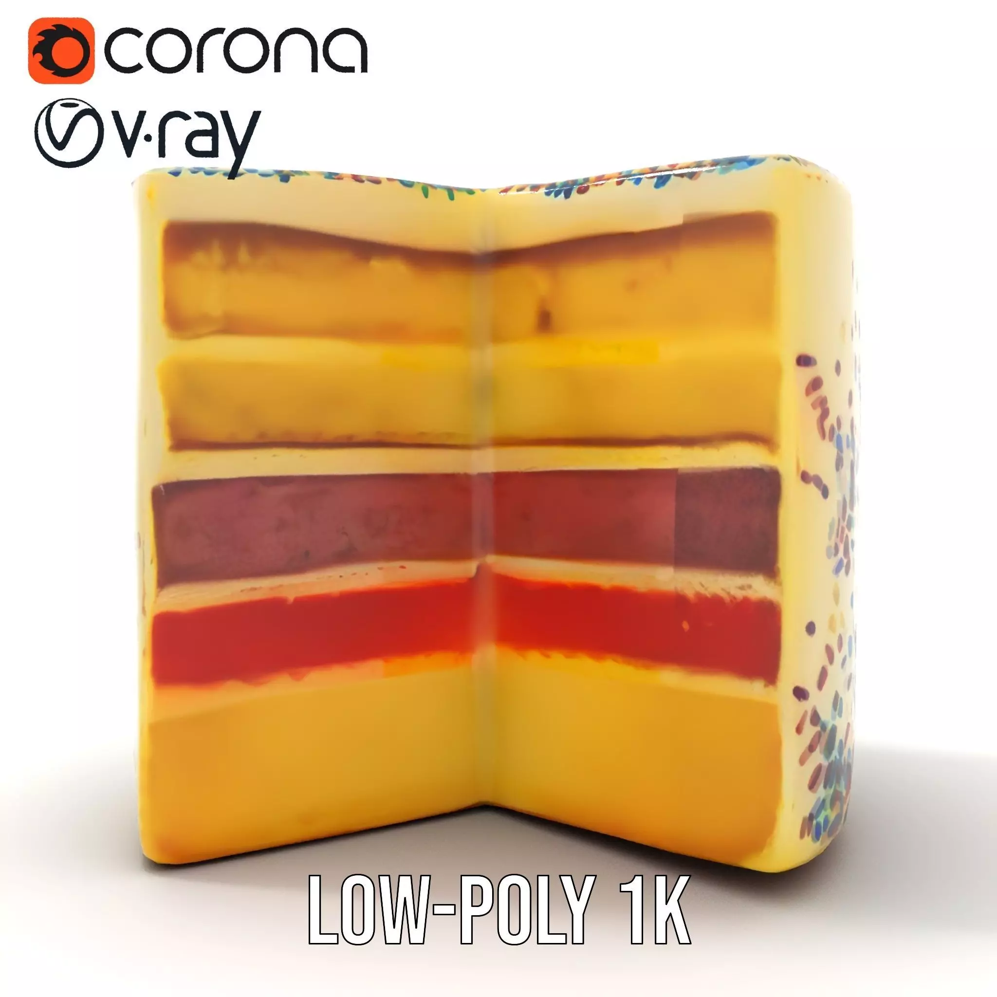 Rainbow Sprinkle Cake model pack Low-poly 3D model_16