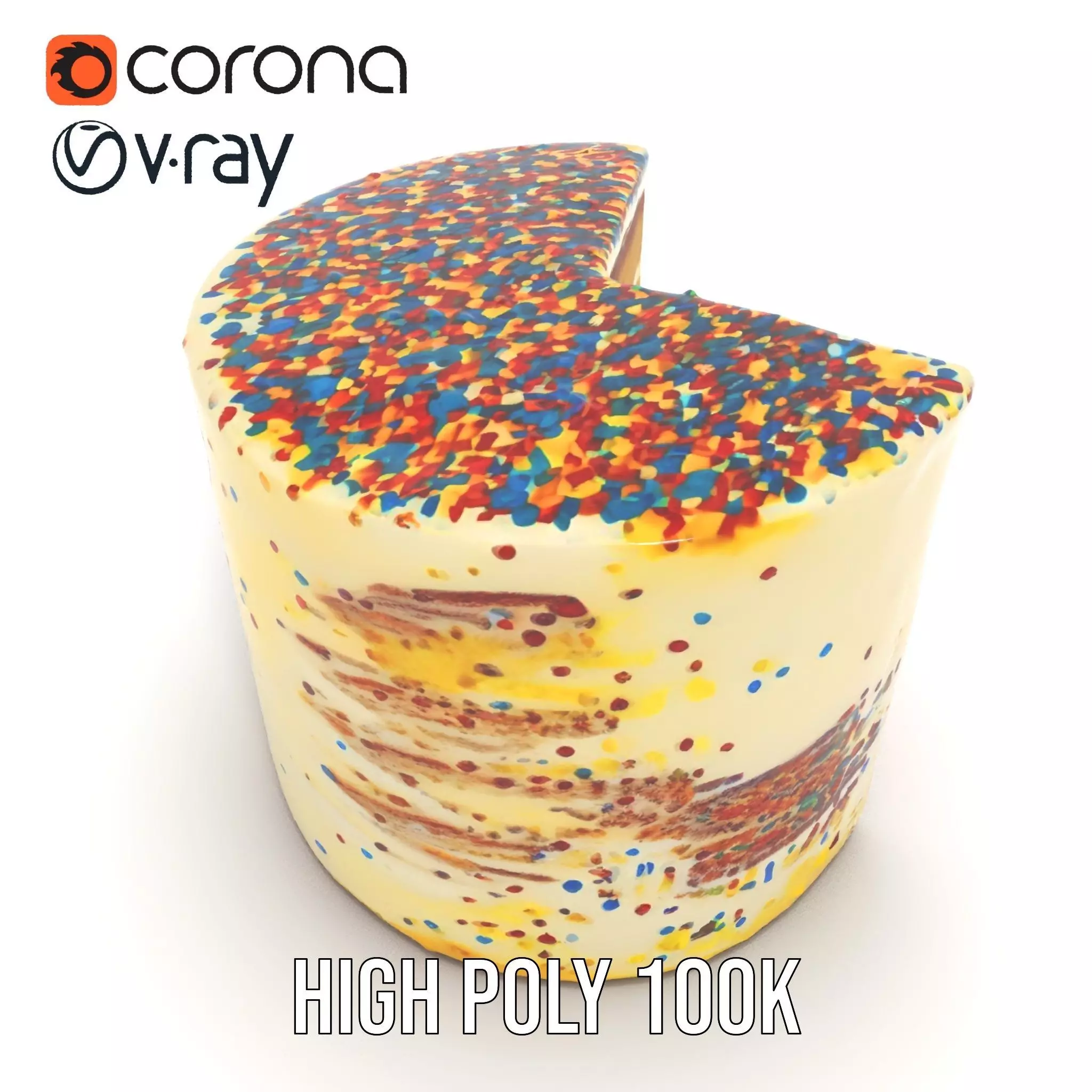 Rainbow Sprinkle Cake model pack Low-poly 3D model_20