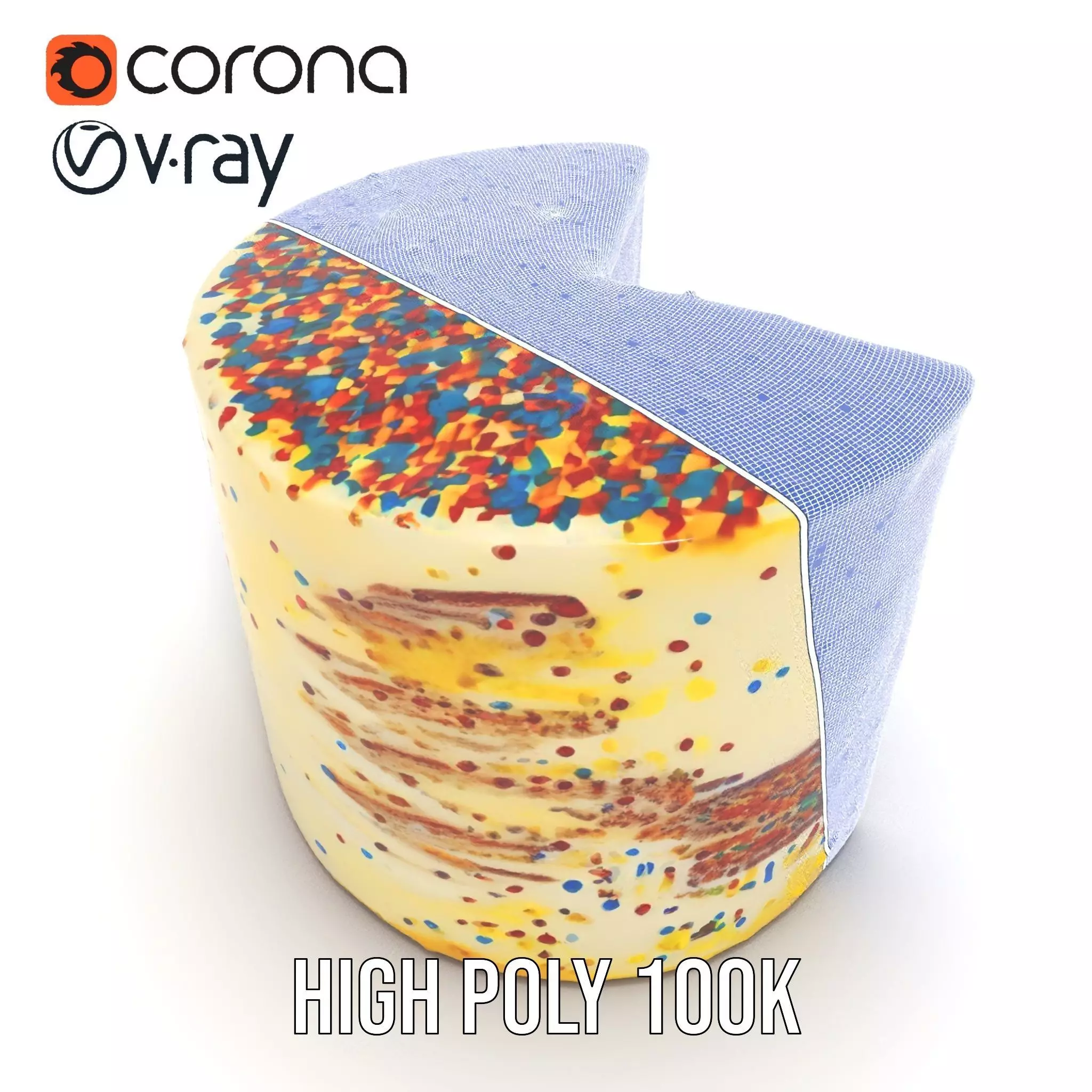 Rainbow Sprinkle Cake model pack Low-poly 3D model_31