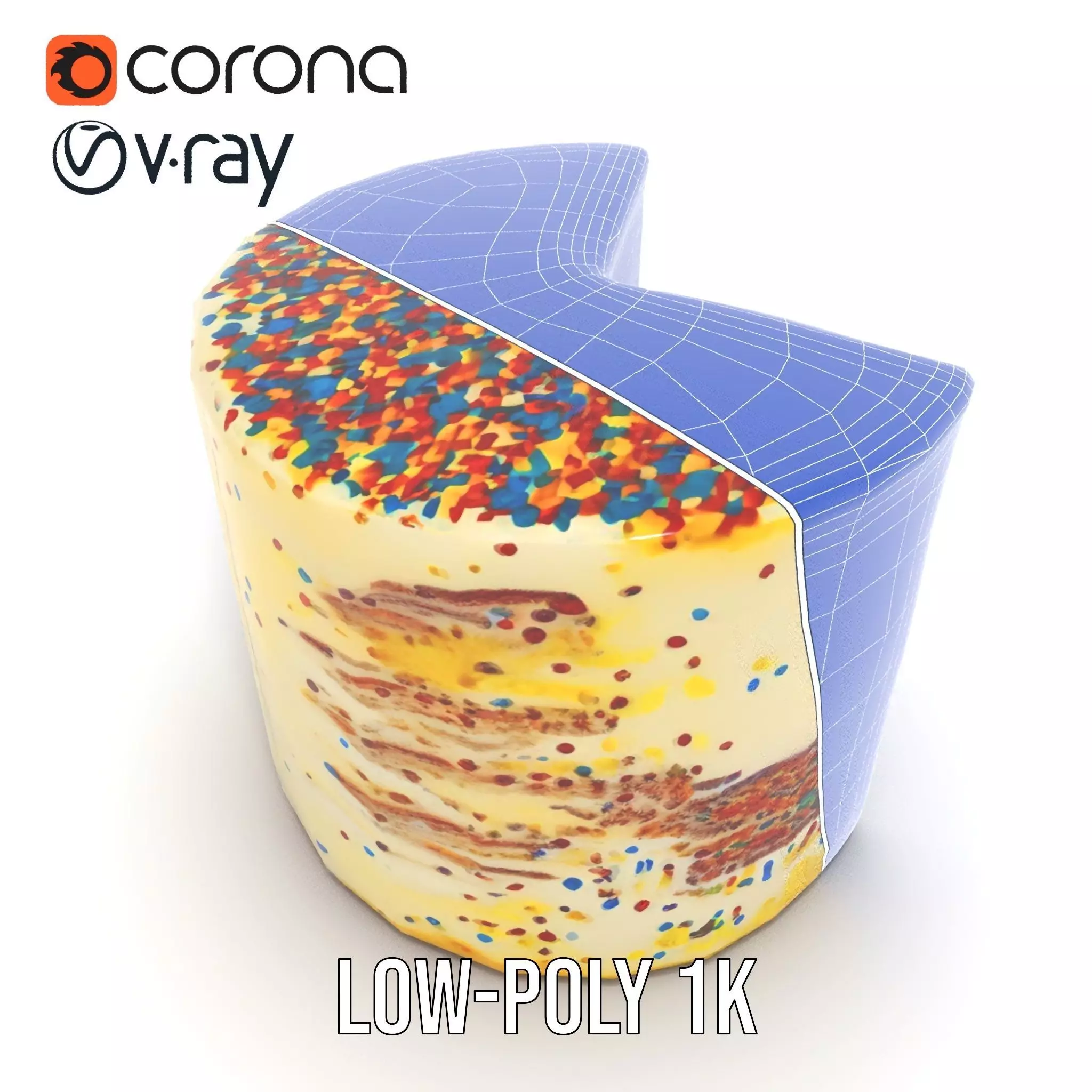 Rainbow Sprinkle Cake model pack Low-poly 3D model_30