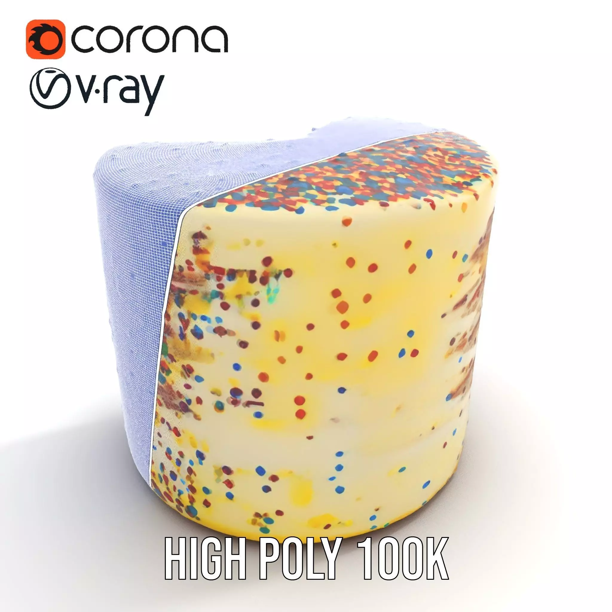 Rainbow Sprinkle Cake model pack Low-poly 3D model_32