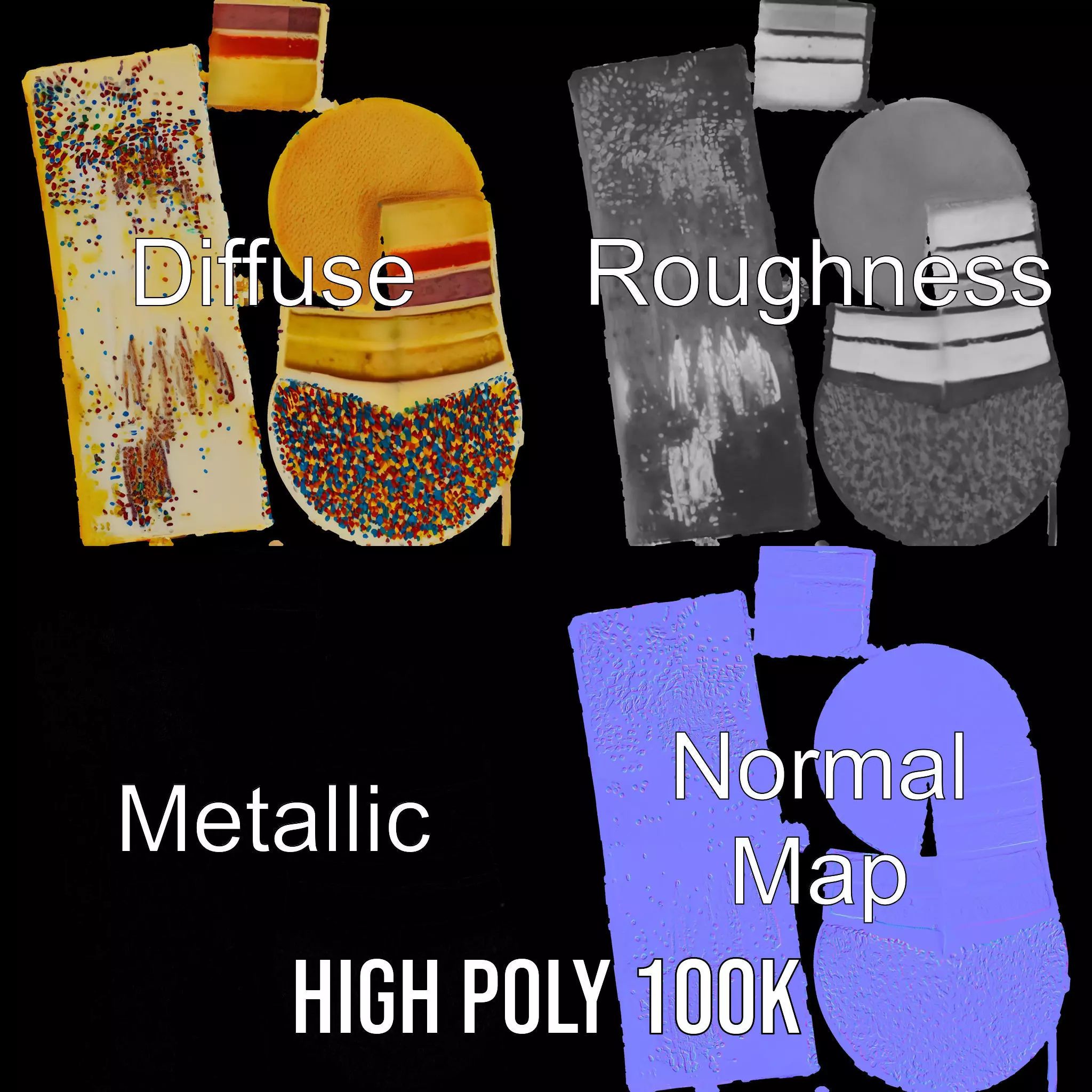 Rainbow Sprinkle Cake model pack Low-poly 3D model_3