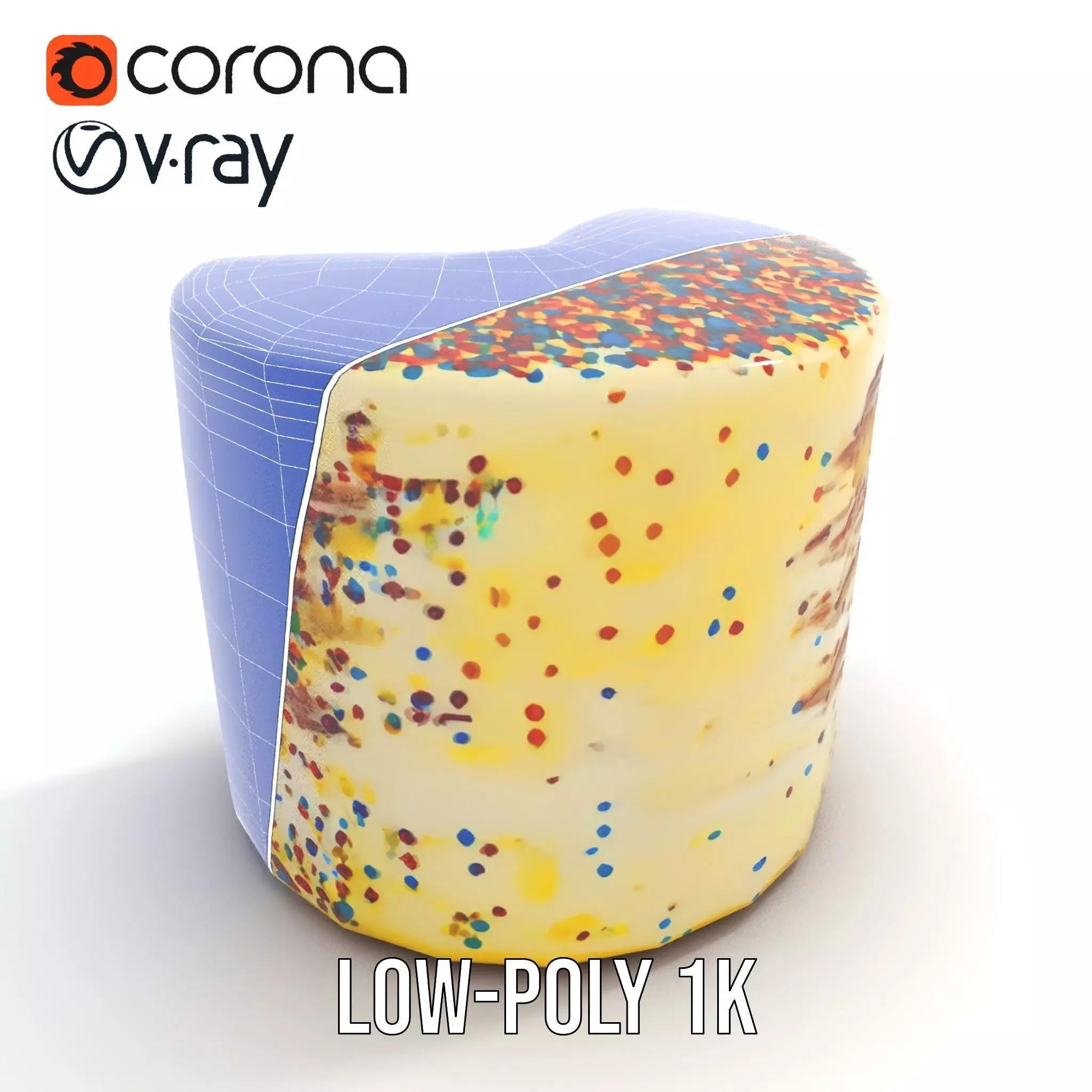 Rainbow Sprinkle Cake model pack Low-poly 3D model_19
