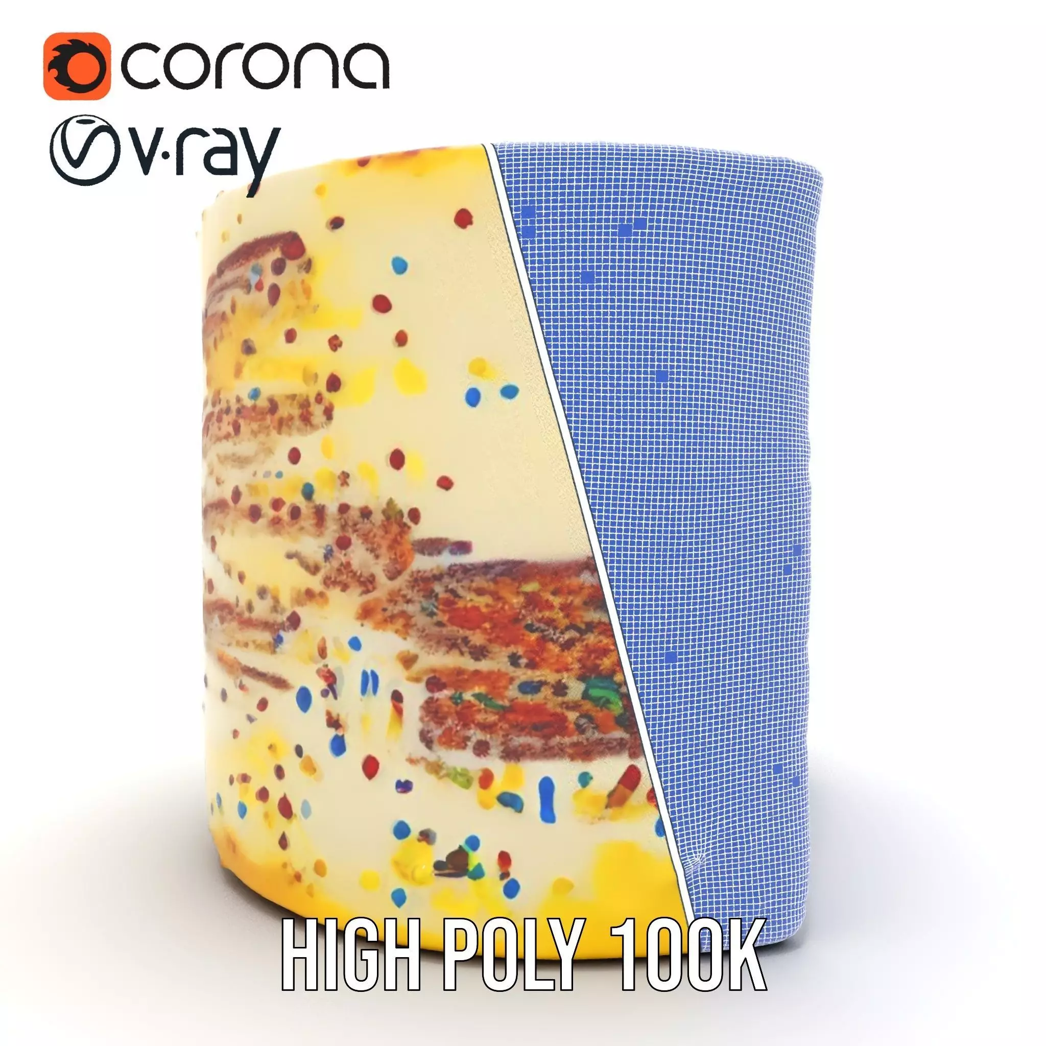 Rainbow Sprinkle Cake model pack Low-poly 3D model_34