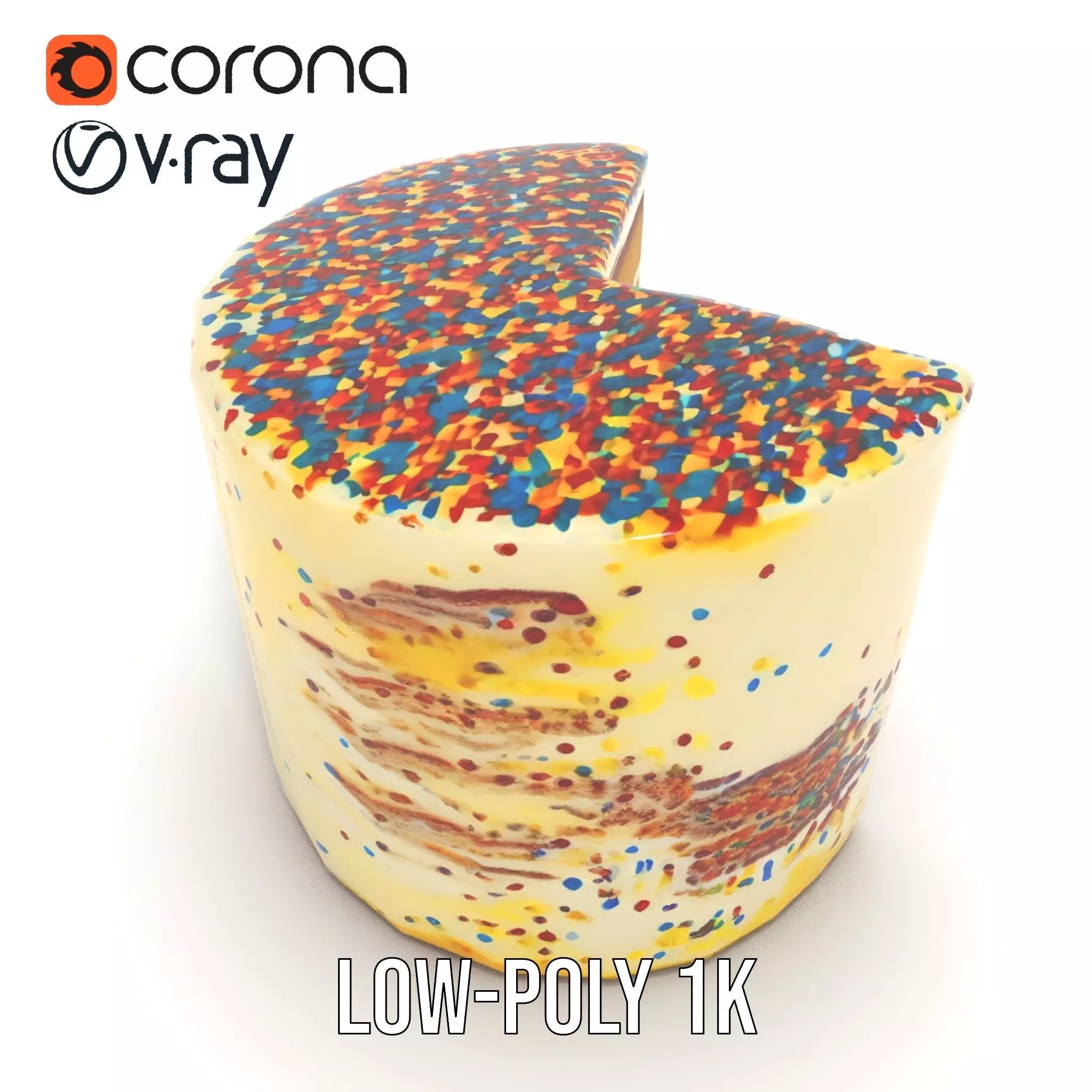 Rainbow Sprinkle Cake model pack Low-poly 3D model_9