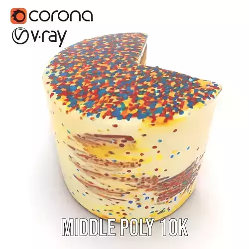 Rainbow Sprinkle Cake model pack Low-poly 3D model 5