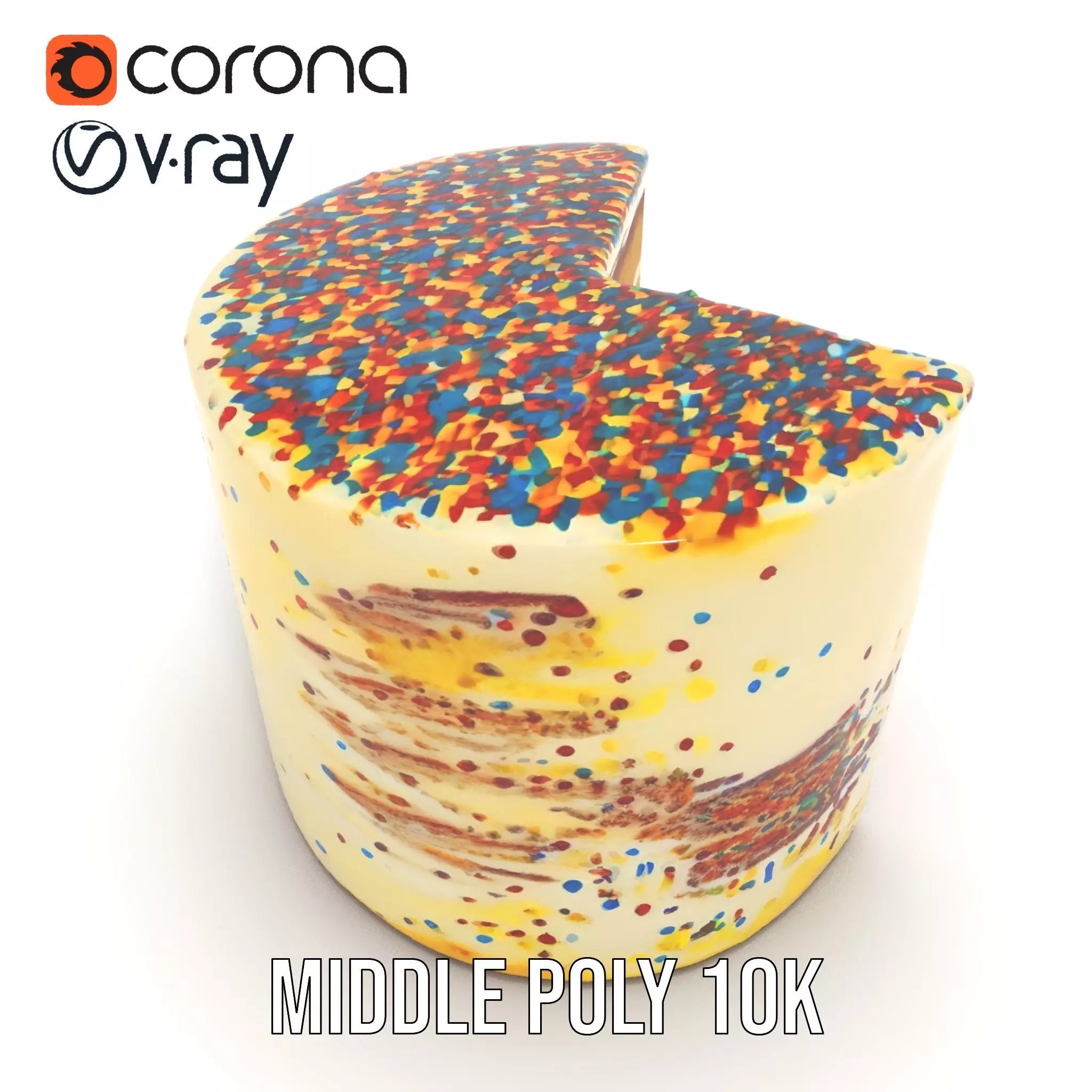 Rainbow Sprinkle Cake model pack Low-poly 3D model_5