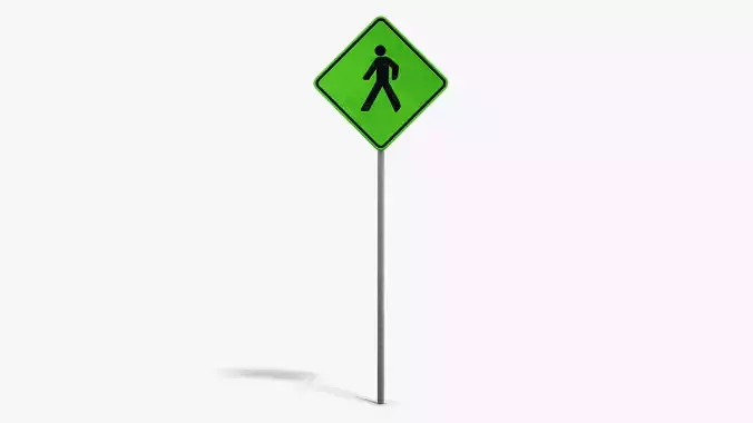 Pedestrian Sign Low-poly 3D model