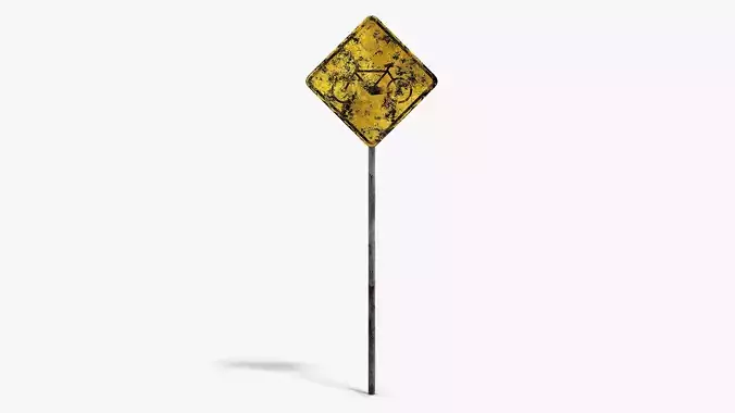 Damaged Bike Sign Low-poly 3D model