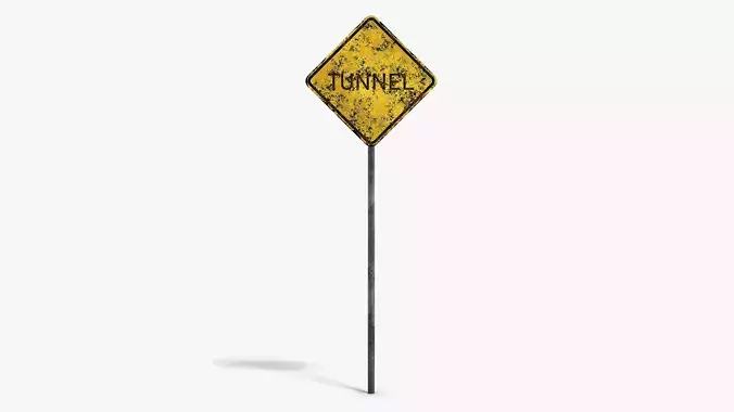 Damaged Tunnel Sign Low-poly 3D model