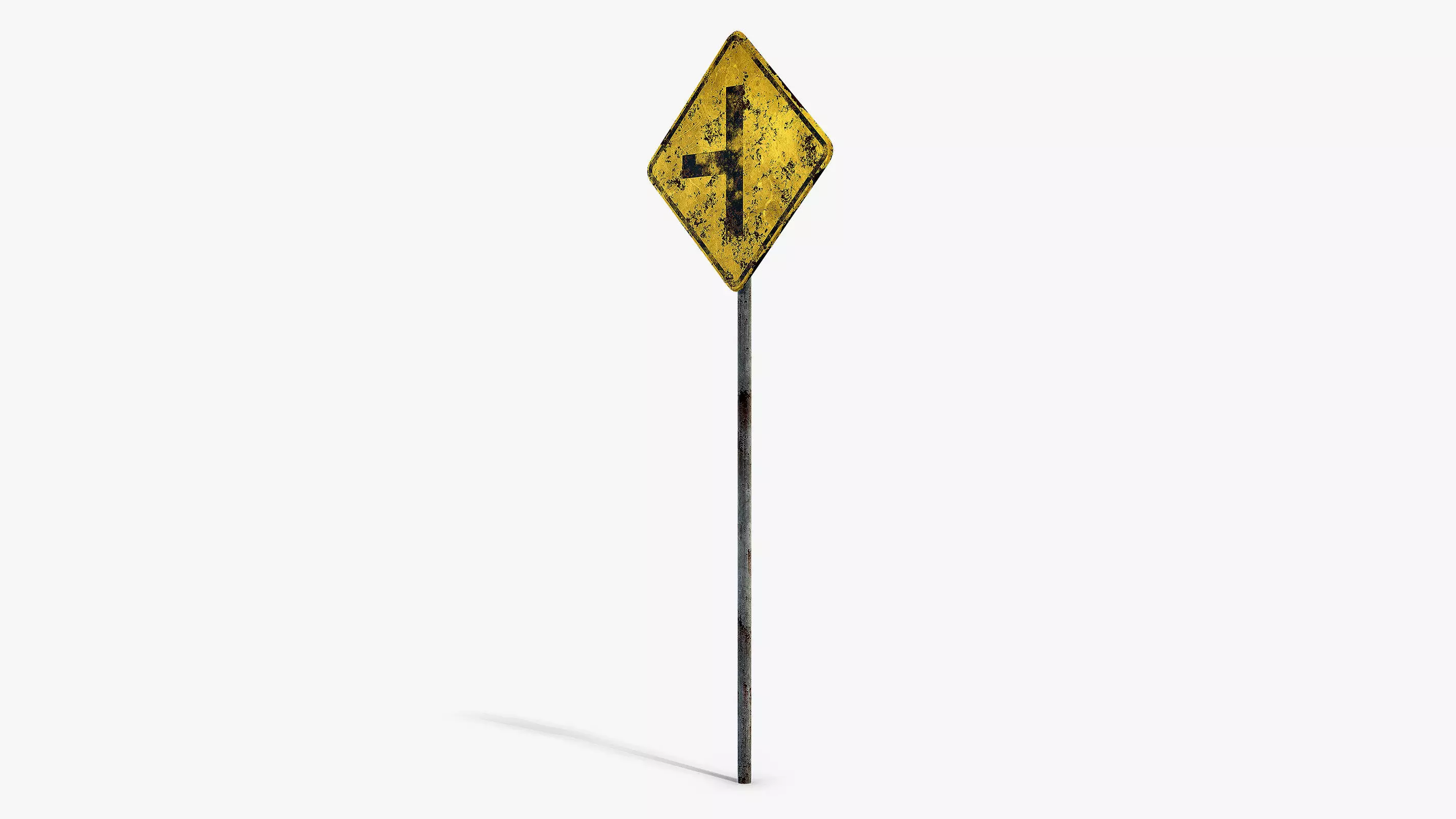 Damaged Crossing Sign Low-poly 3D model_5