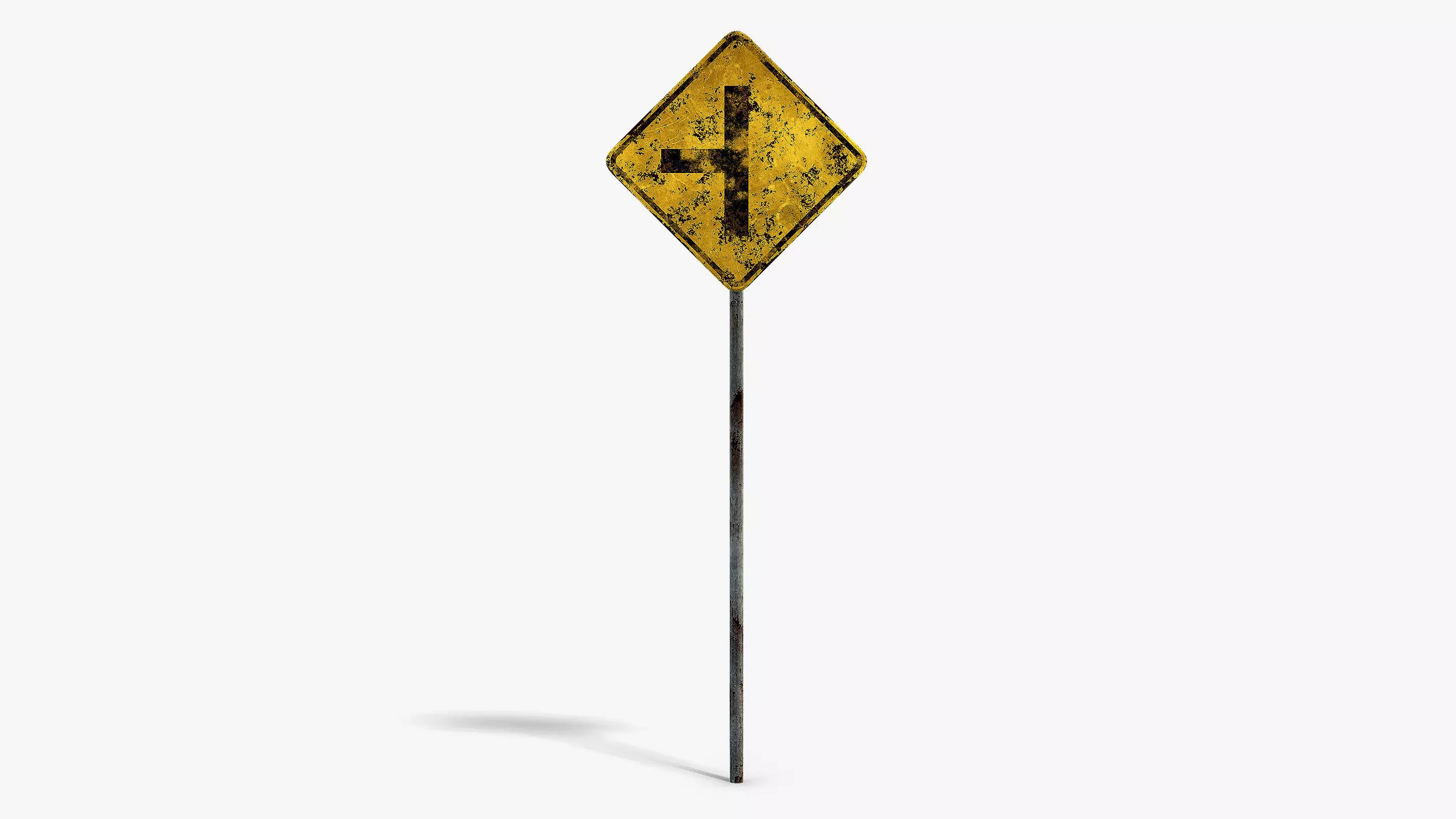 Damaged Crossing Sign Low-poly 3D model_0
