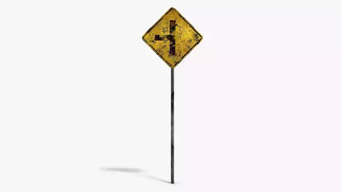 Damaged Crossing Sign Low-poly 3D model