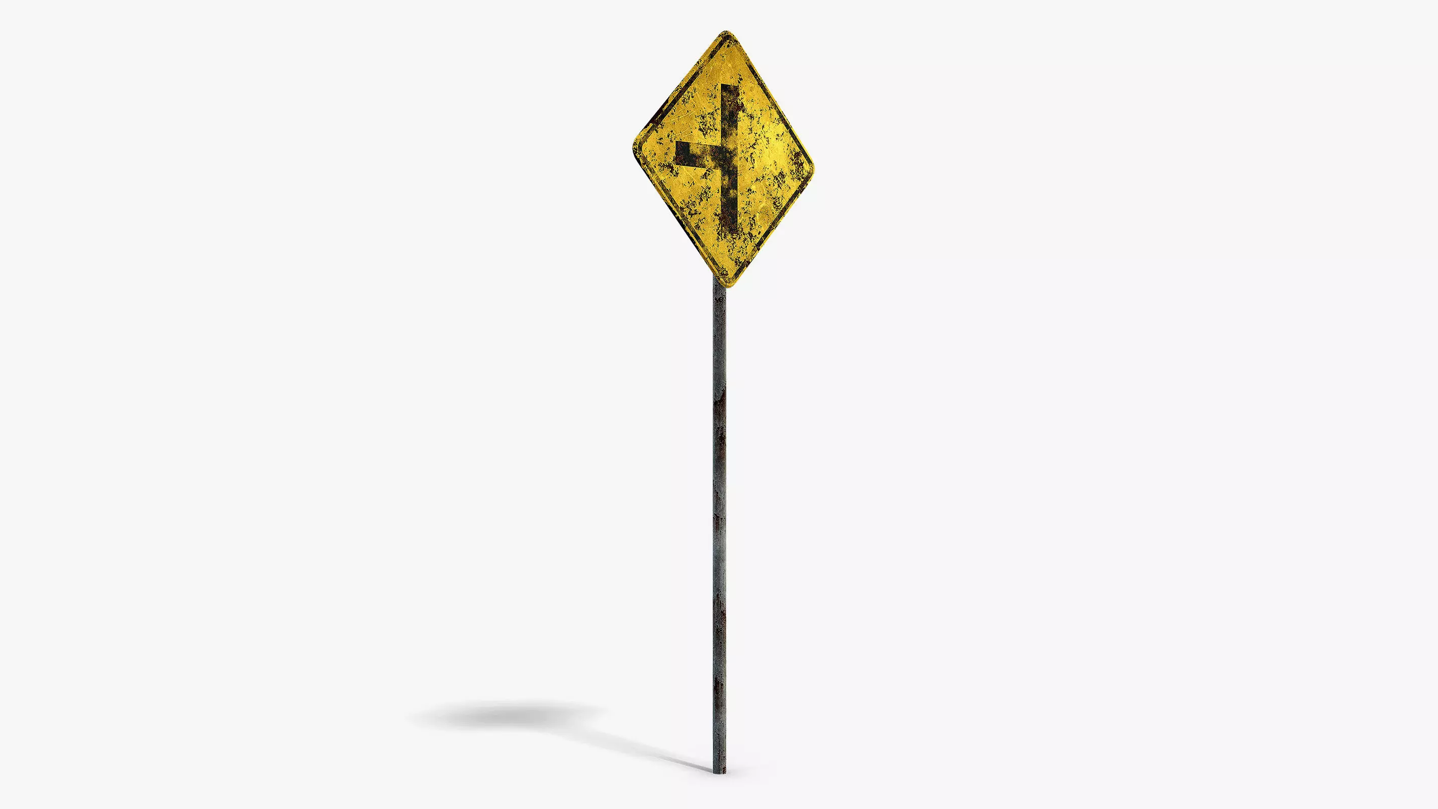 Damaged Crossing Sign Low-poly 3D model_1