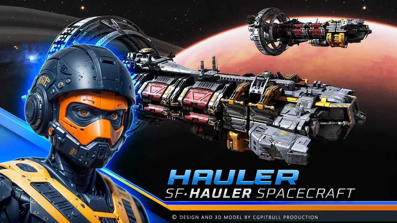 Hauler Spacecraft Low-poly 3D model_0