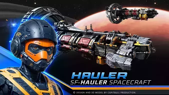 Hauler Spacecraft Low-poly 3D model