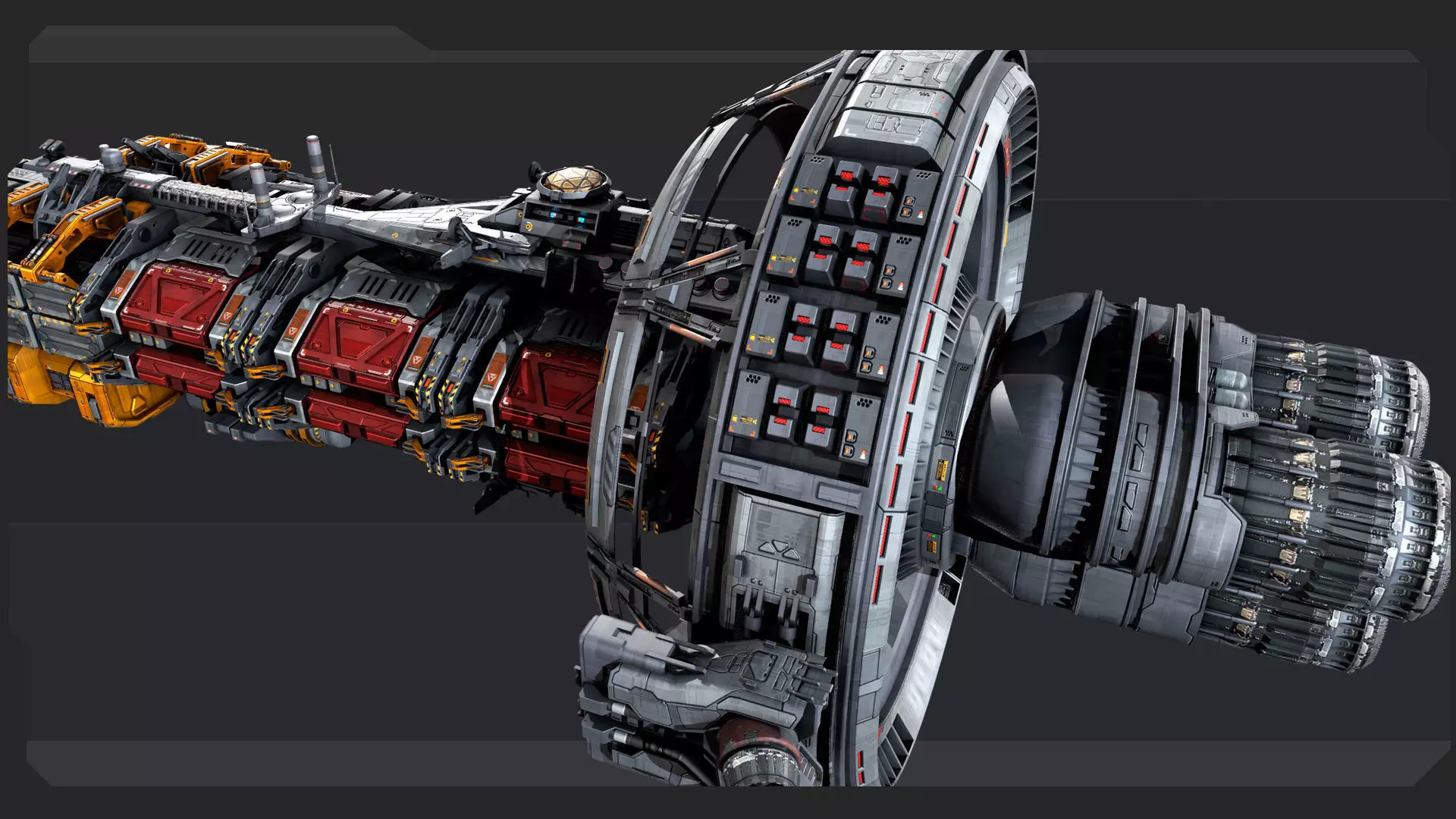 Hauler Spacecraft Low-poly 3D model_7