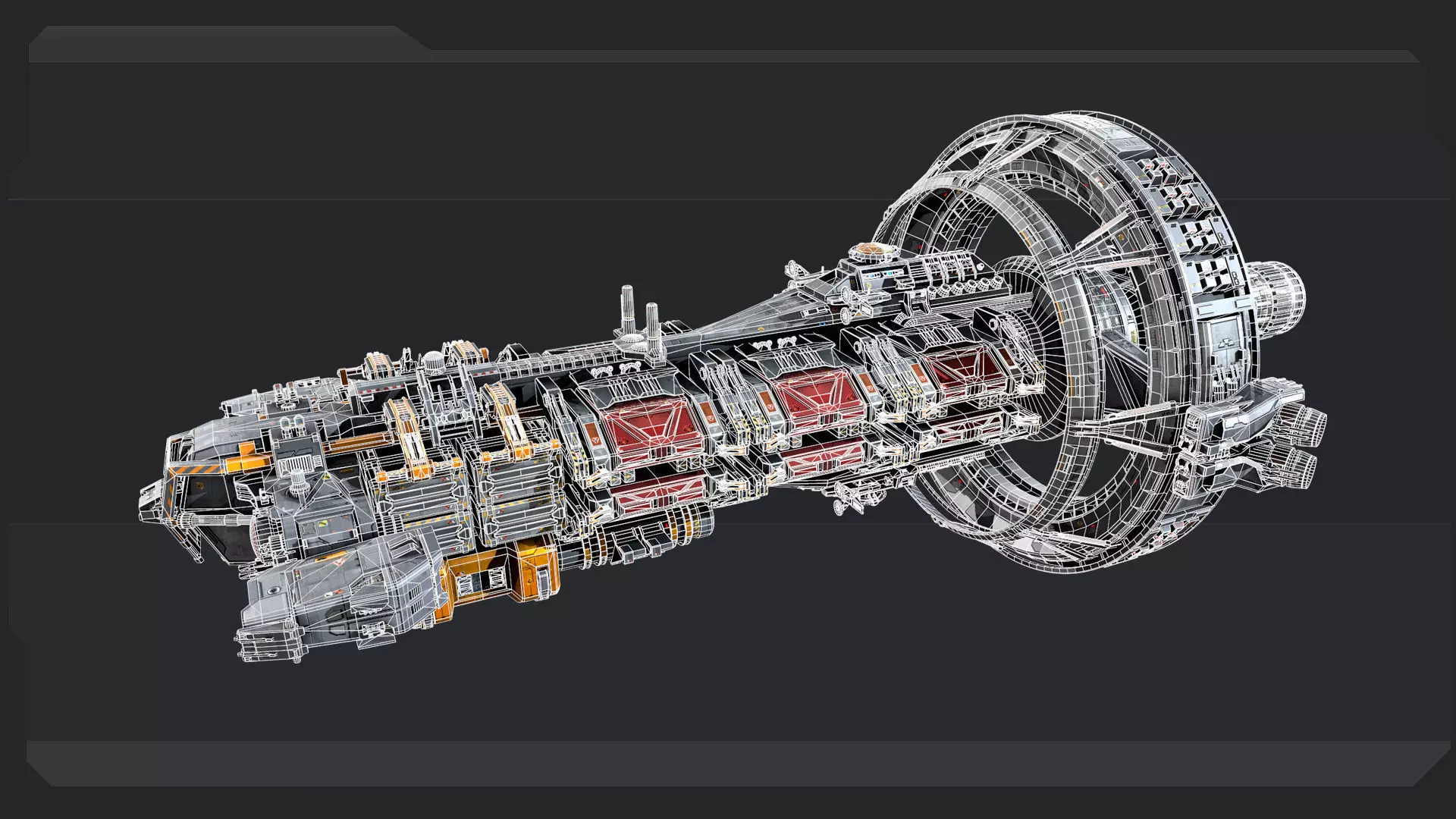 Hauler Spacecraft Low-poly 3D model_9