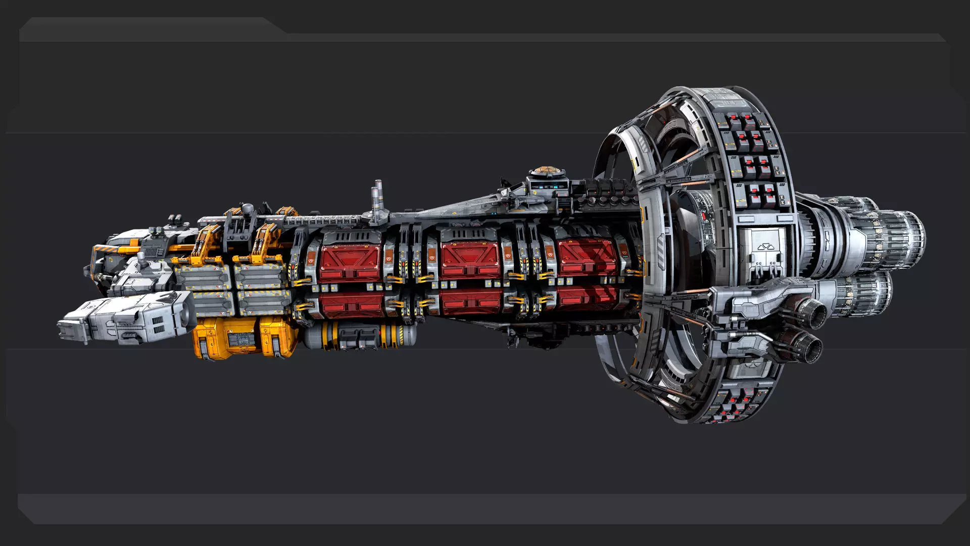 Hauler Spacecraft Low-poly 3D model_3