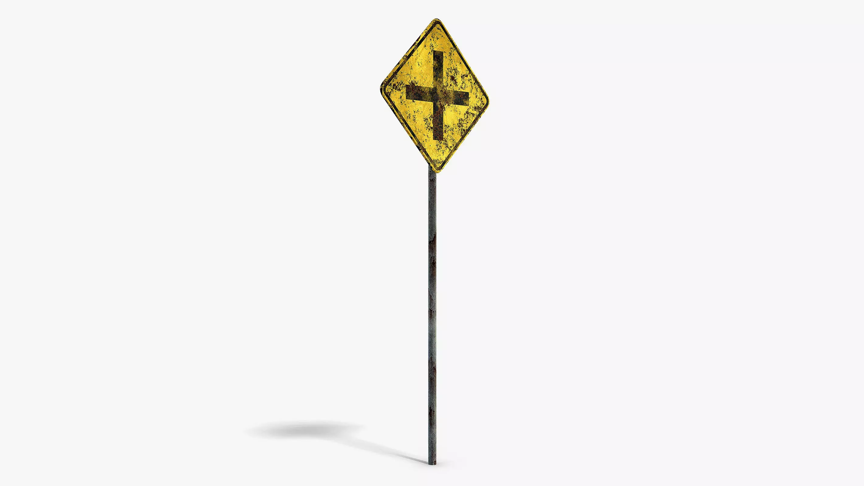 Damaged Crossing Sign Low-poly 3D model_1