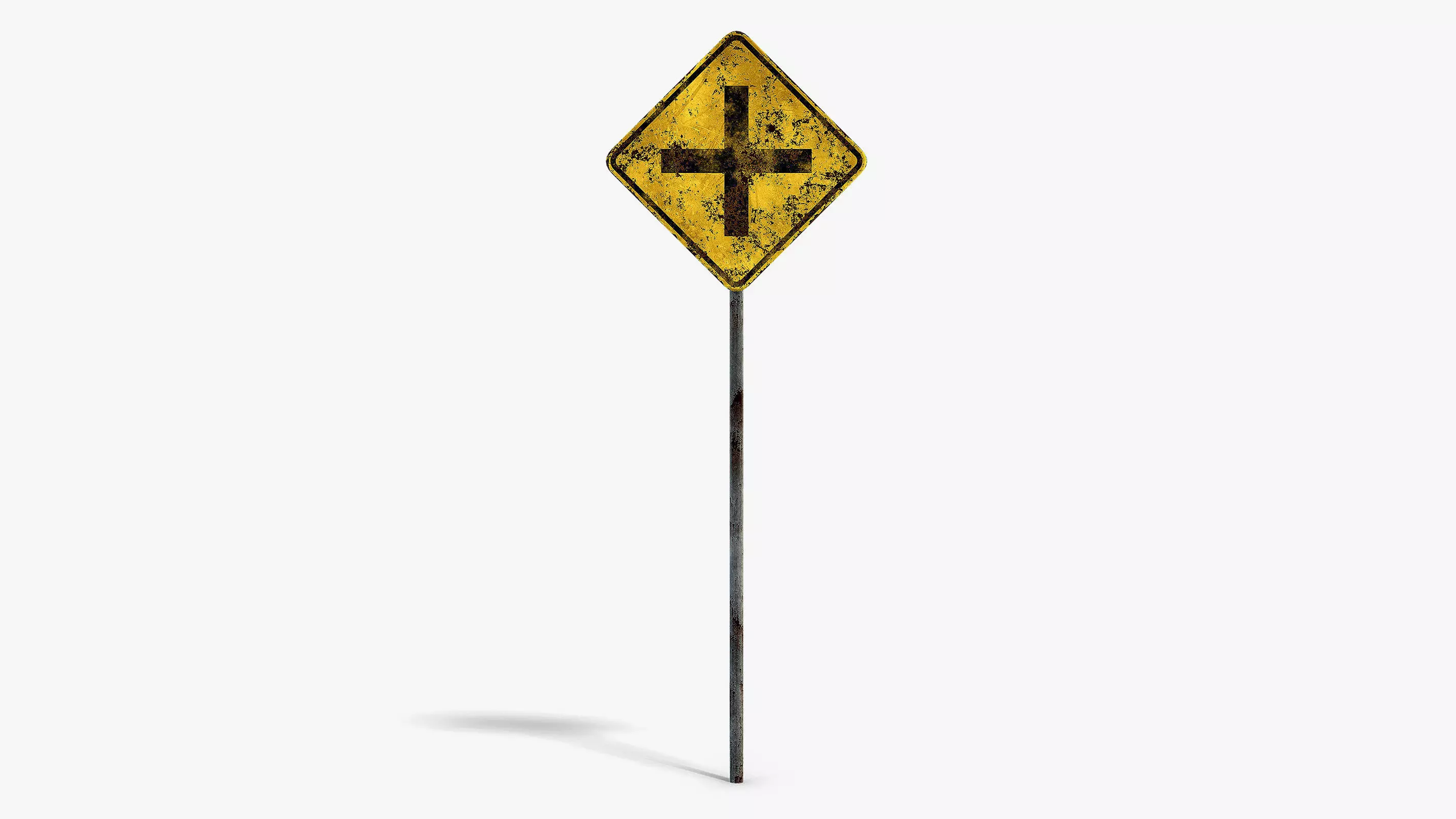 Damaged Crossing Sign Low-poly 3D model_0