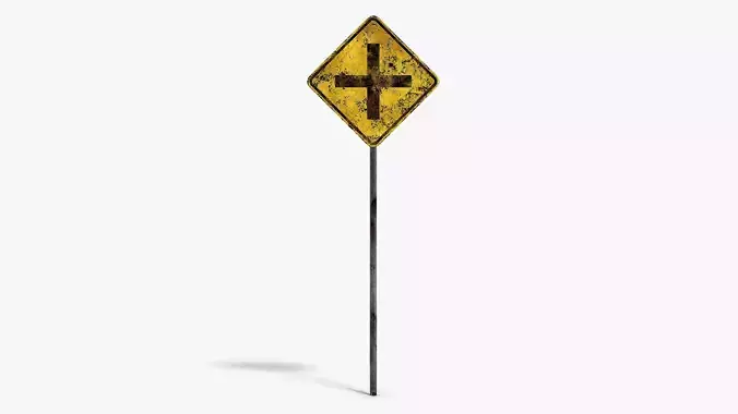 Damaged Crossing Sign Low-poly 3D model