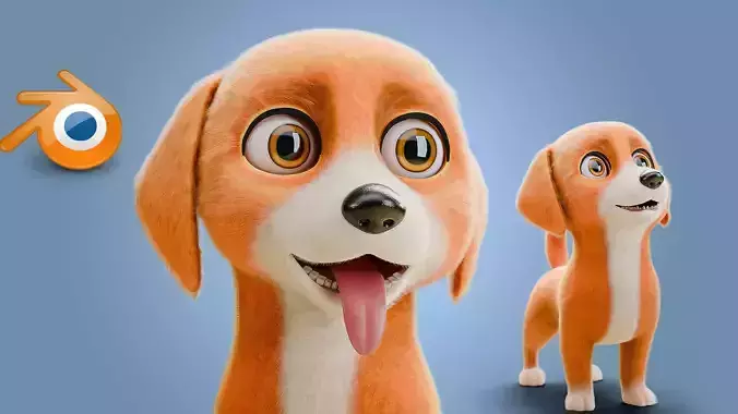 Cute Cartoon Dog Low-poly 3D model