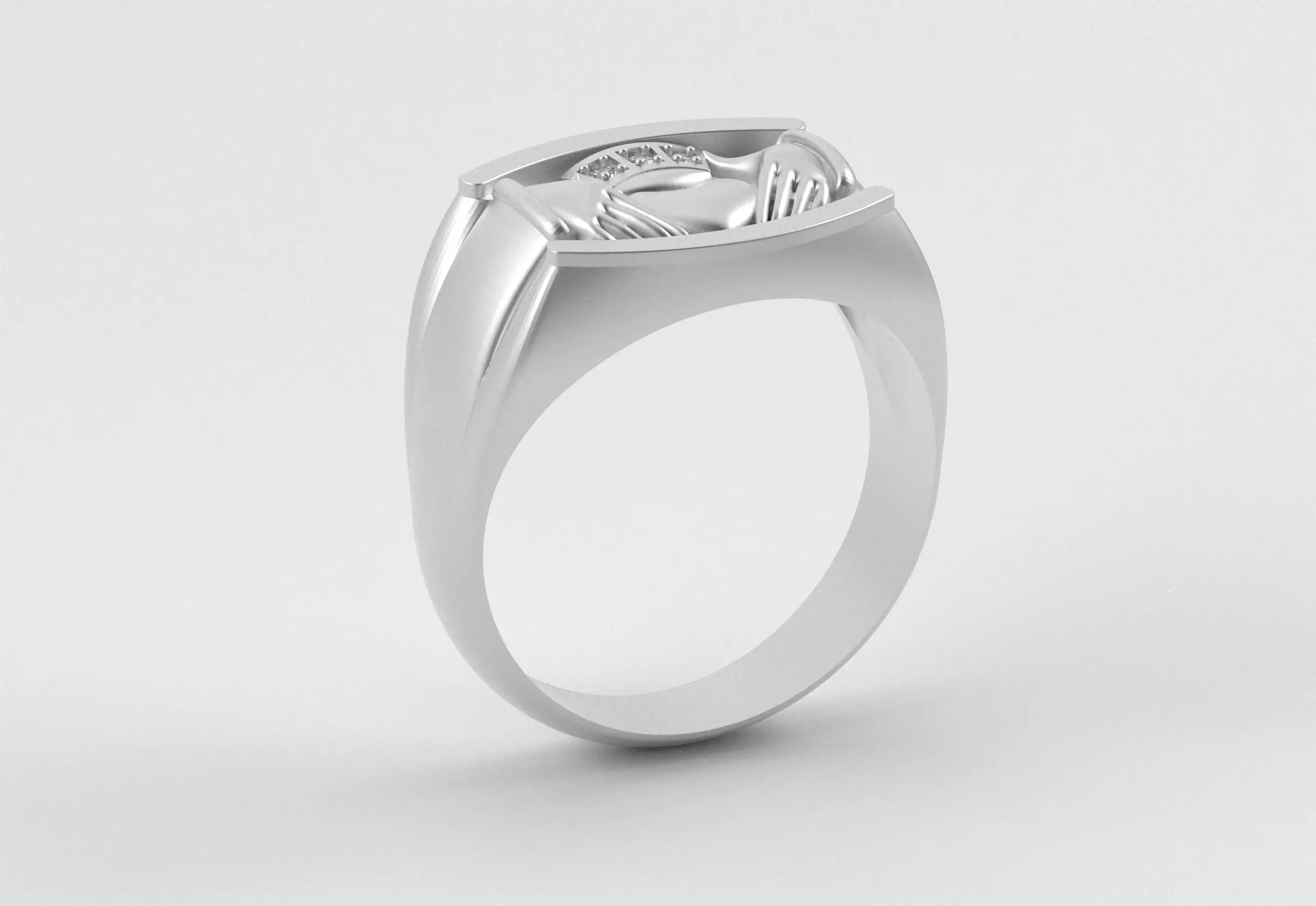 Men Claddagh Ring Hands Heart Loyalty 3D print model_13
