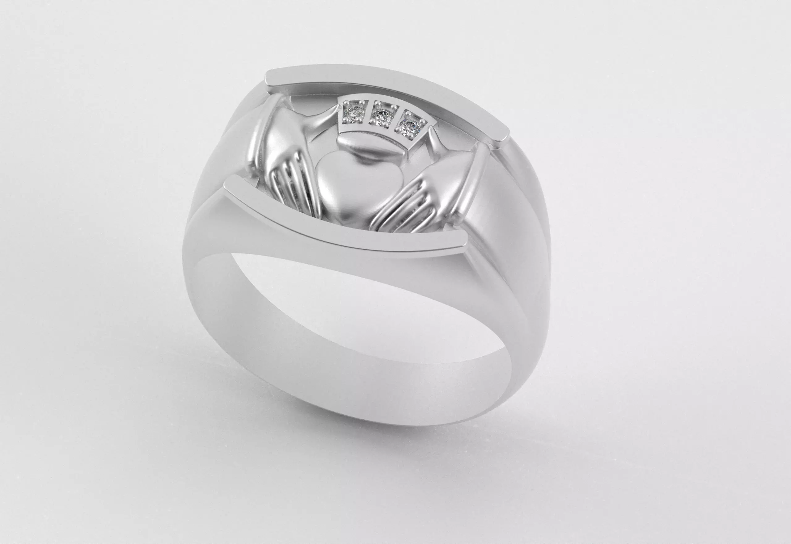 Men Claddagh Ring Hands Heart Loyalty 3D print model_18