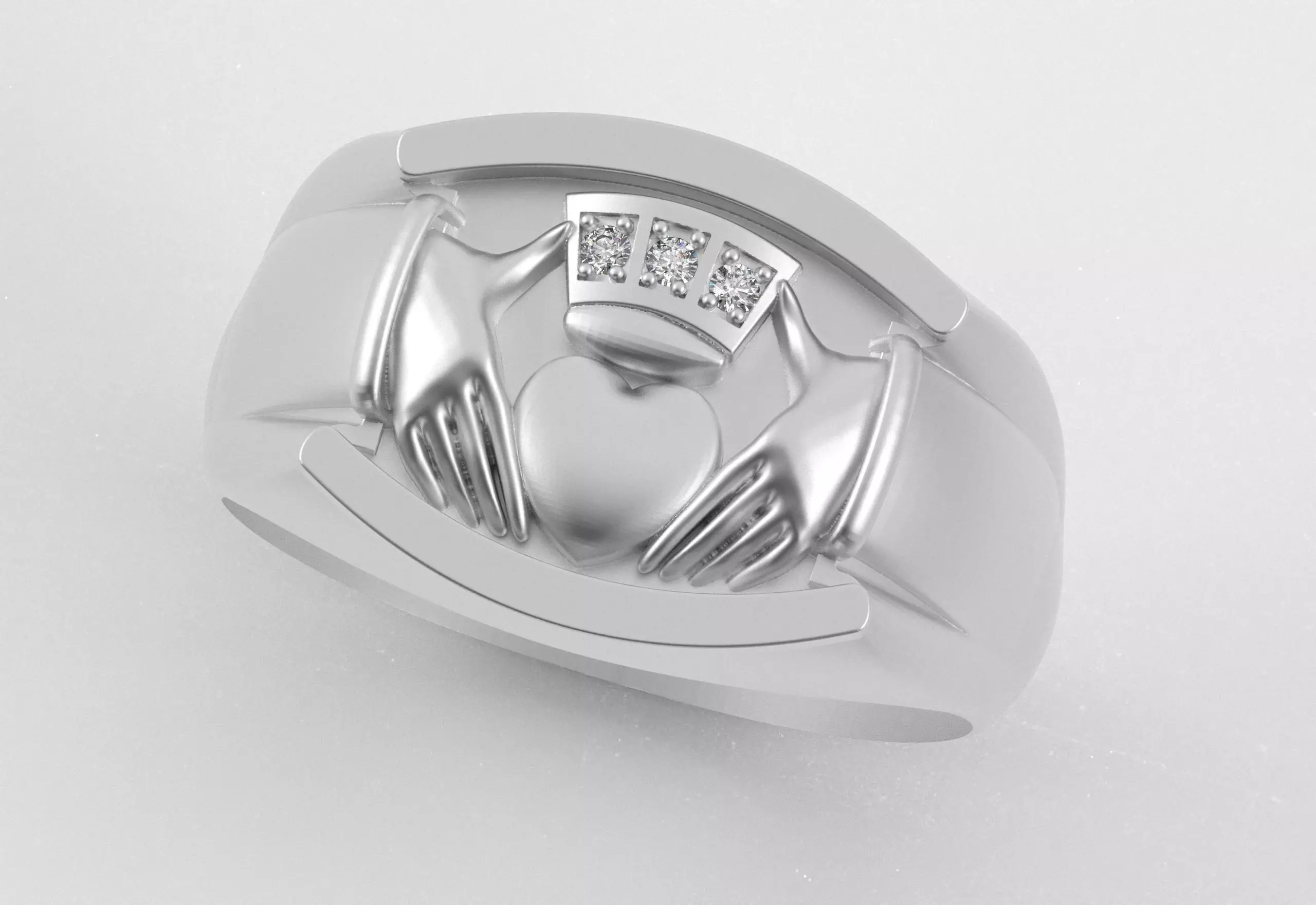 Men Claddagh Ring Hands Heart Loyalty 3D print model_15