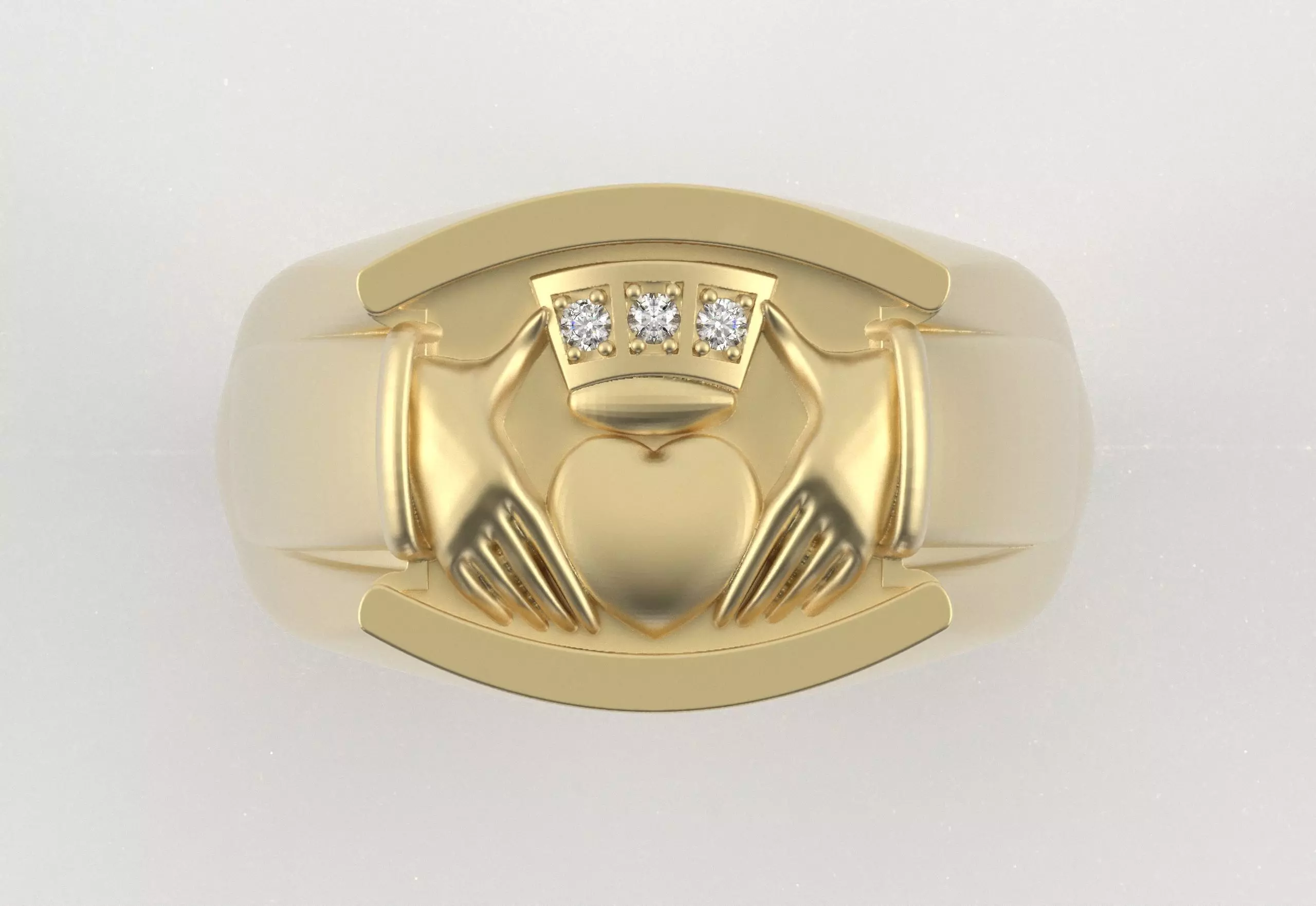 Men Claddagh Ring Hands Heart Loyalty 3D print model_22