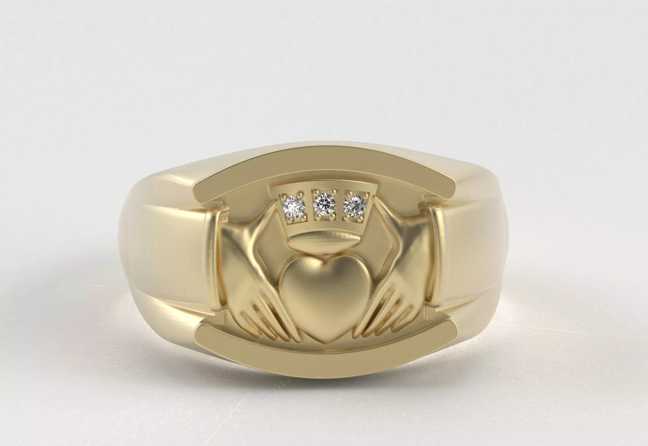 Men Claddagh Ring Hands Heart Loyalty 3D print model_40
