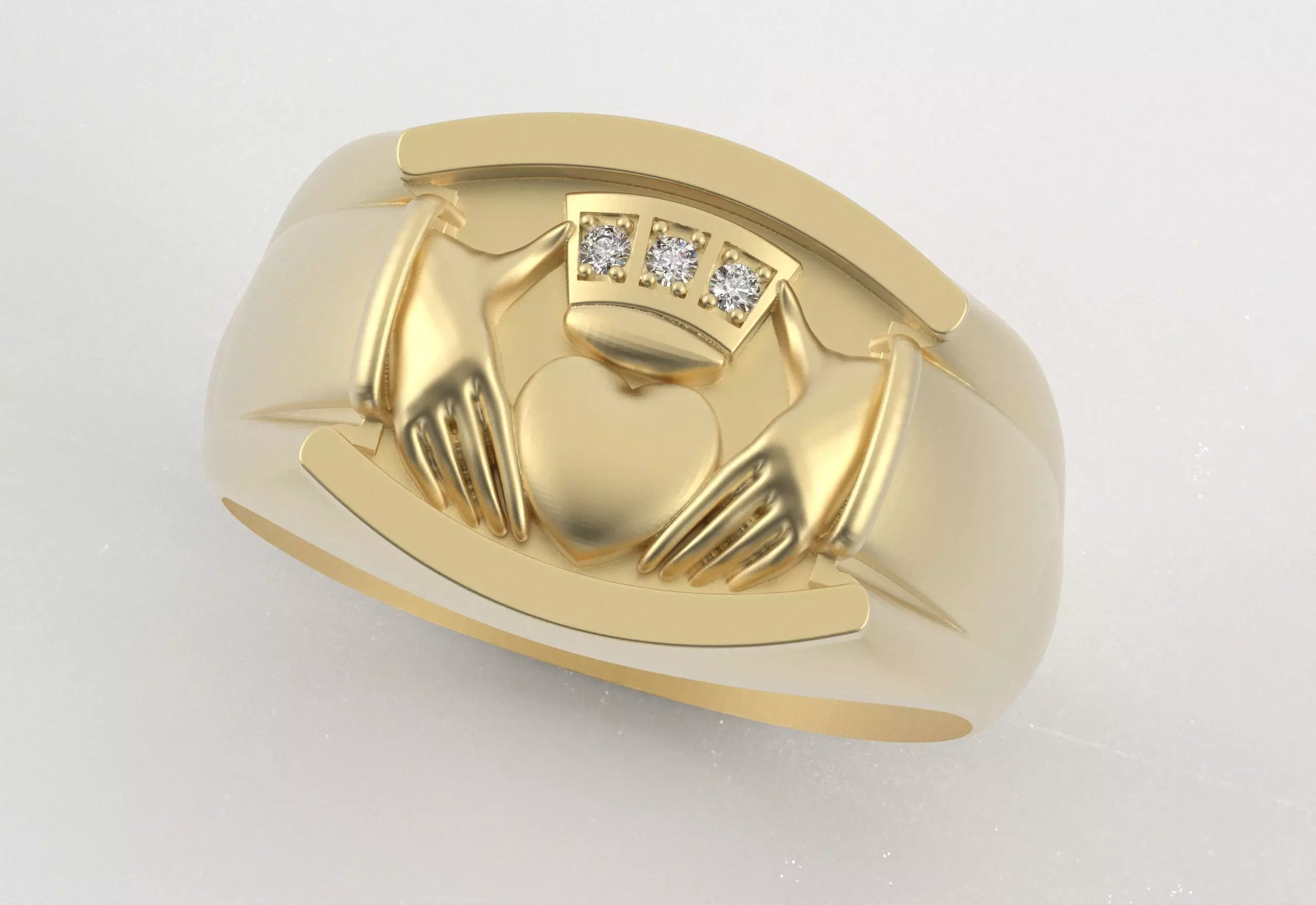 Men Claddagh Ring Hands Heart Loyalty 3D print model_21