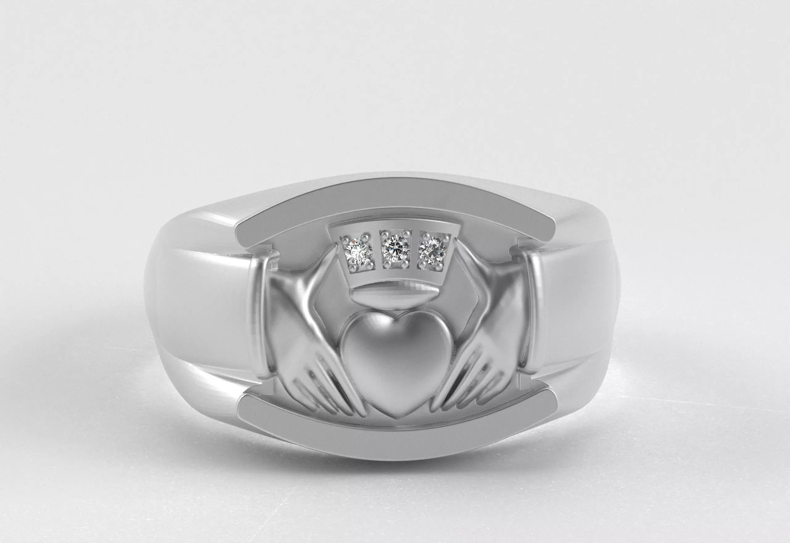 Men Claddagh Ring Hands Heart Loyalty 3D print model_39