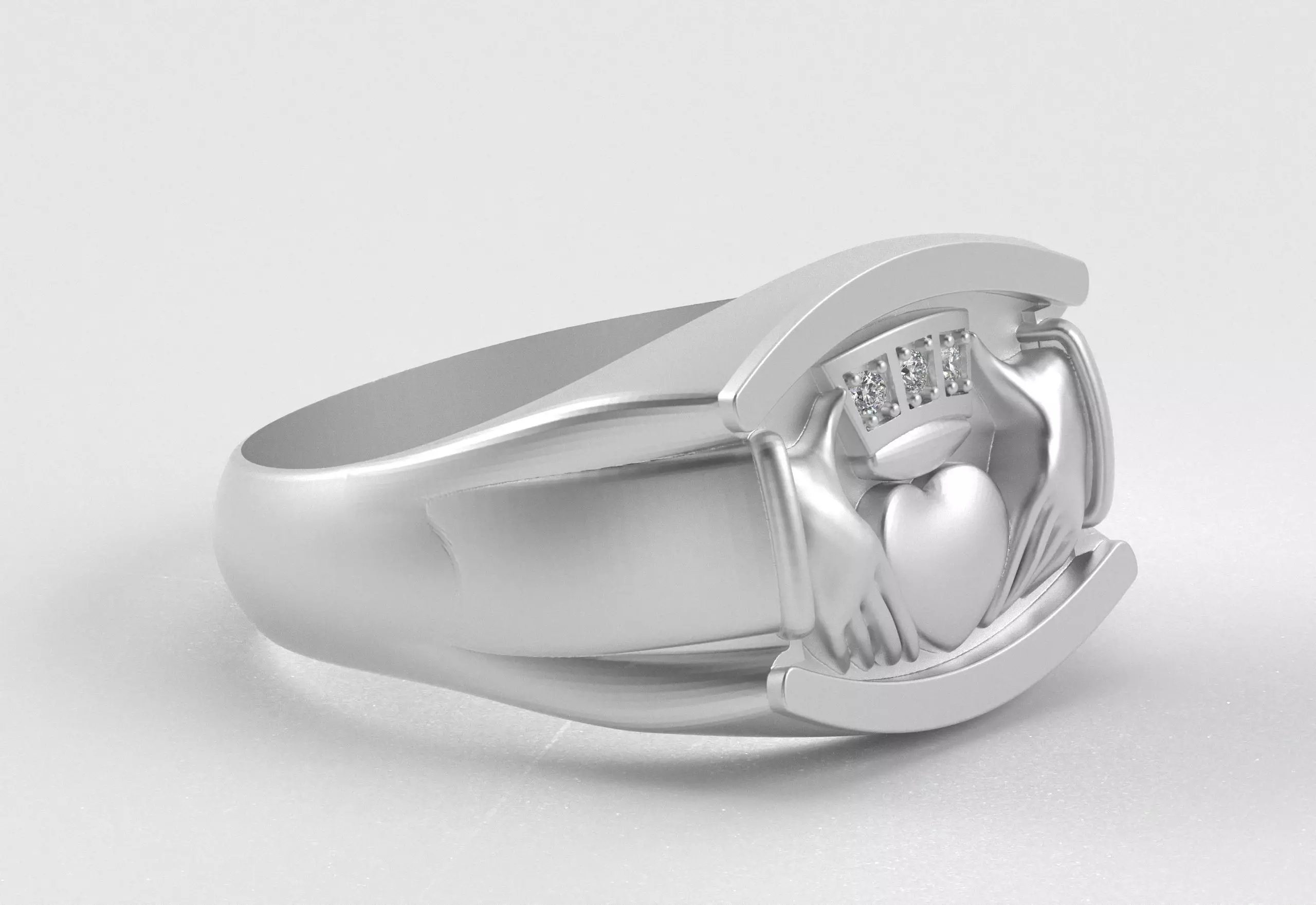 Men Claddagh Ring Hands Heart Loyalty 3D print model_35