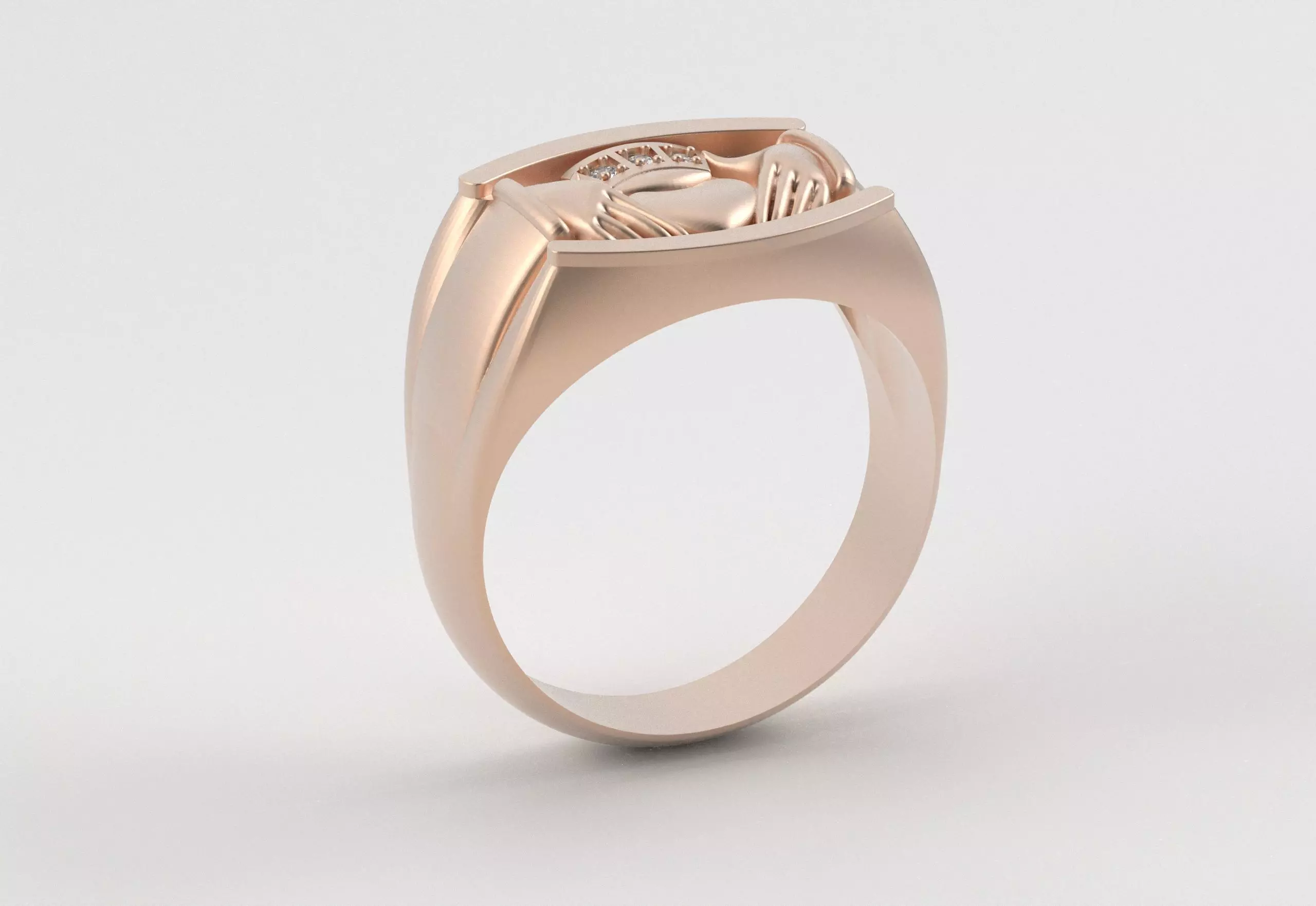 Men Claddagh Ring Hands Heart Loyalty 3D print model_7