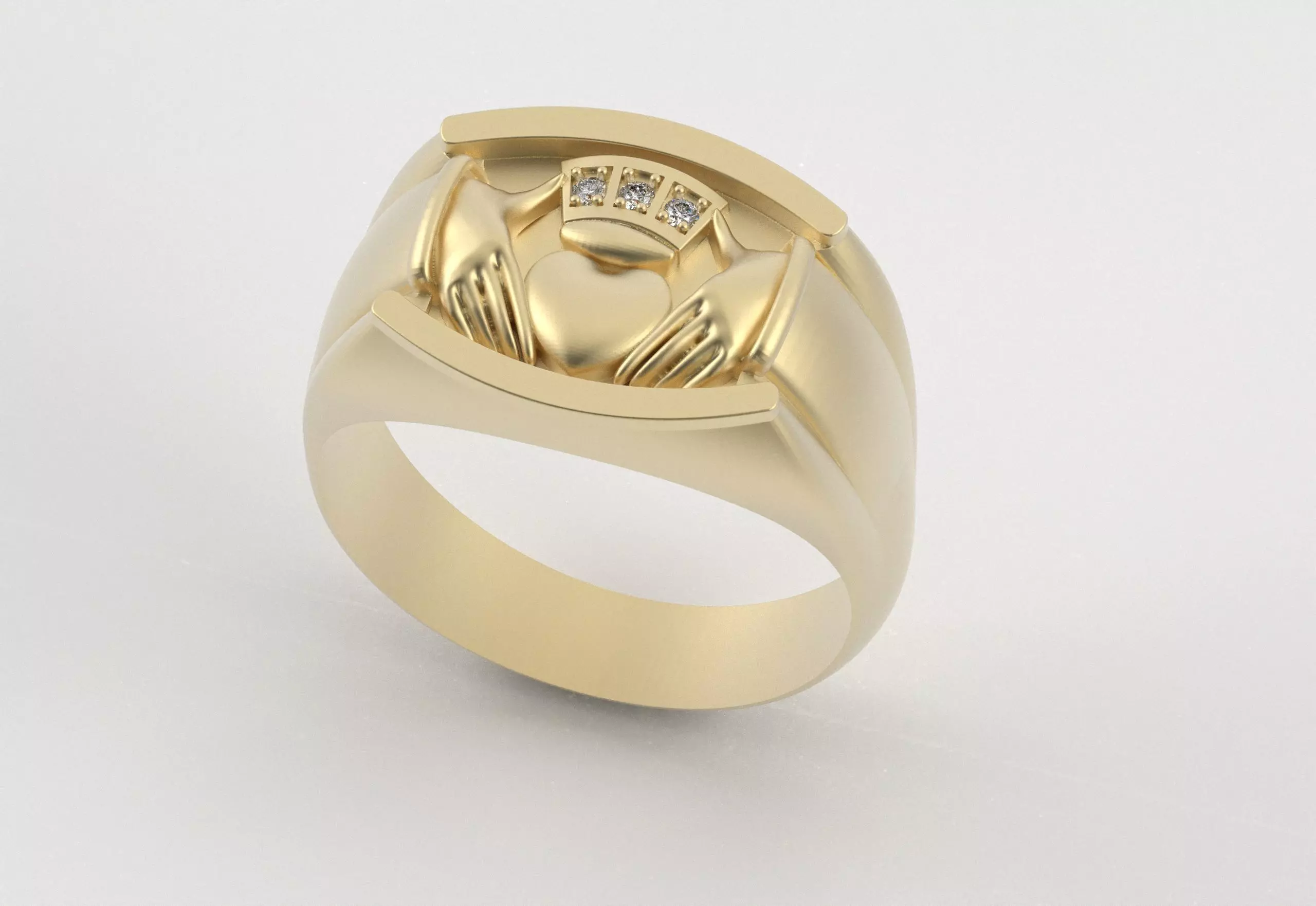 Men Claddagh Ring Hands Heart Loyalty 3D print model_24