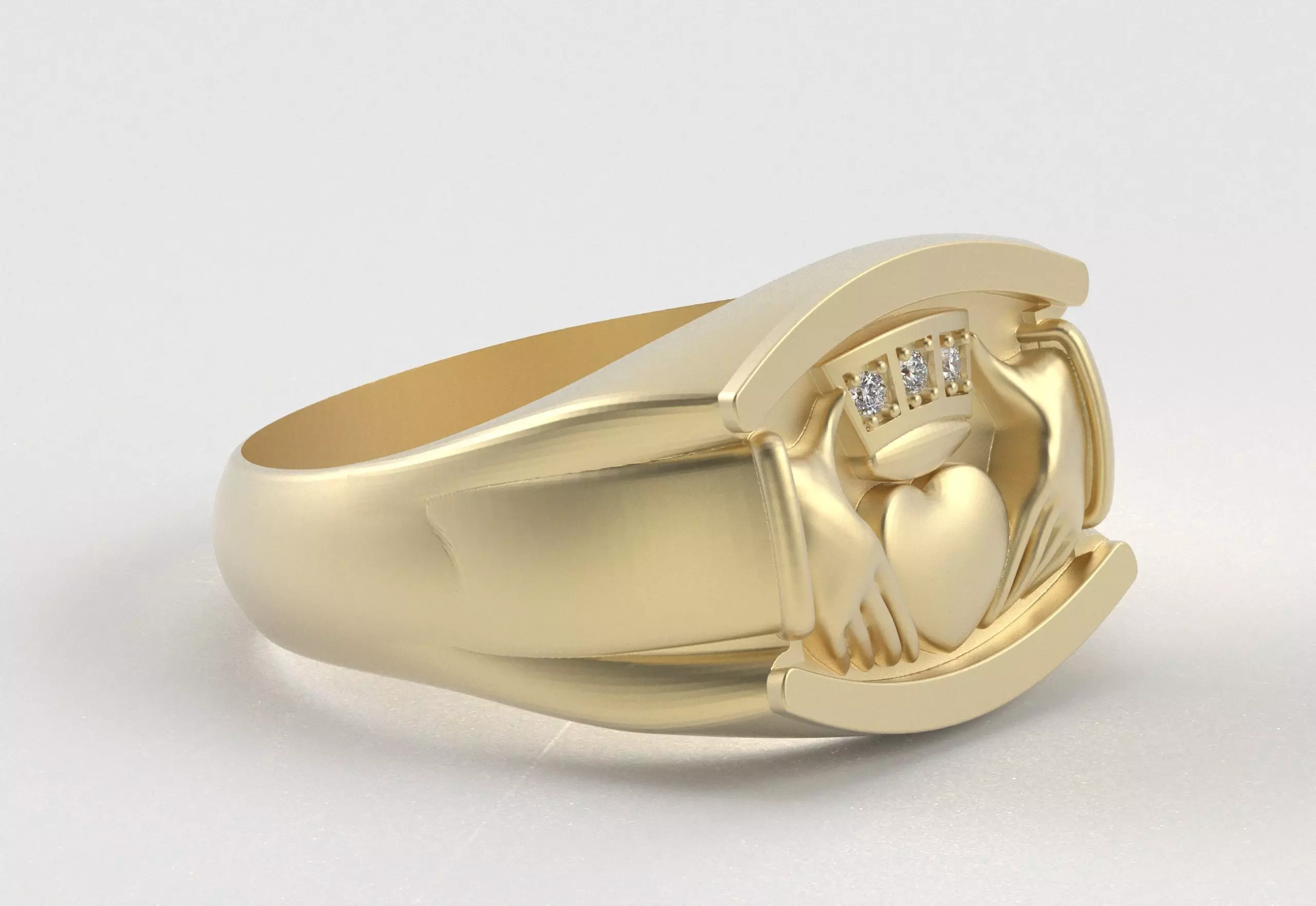 Men Claddagh Ring Hands Heart Loyalty 3D print model_36