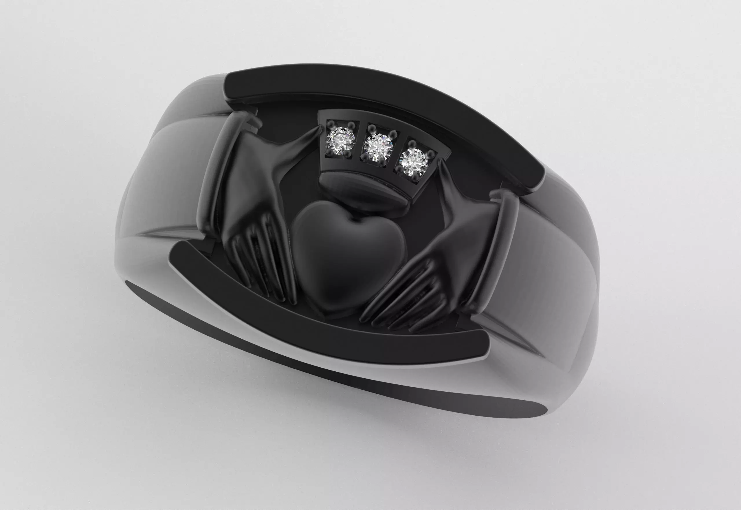 Men Claddagh Ring Hands Heart Loyalty 3D print model_2