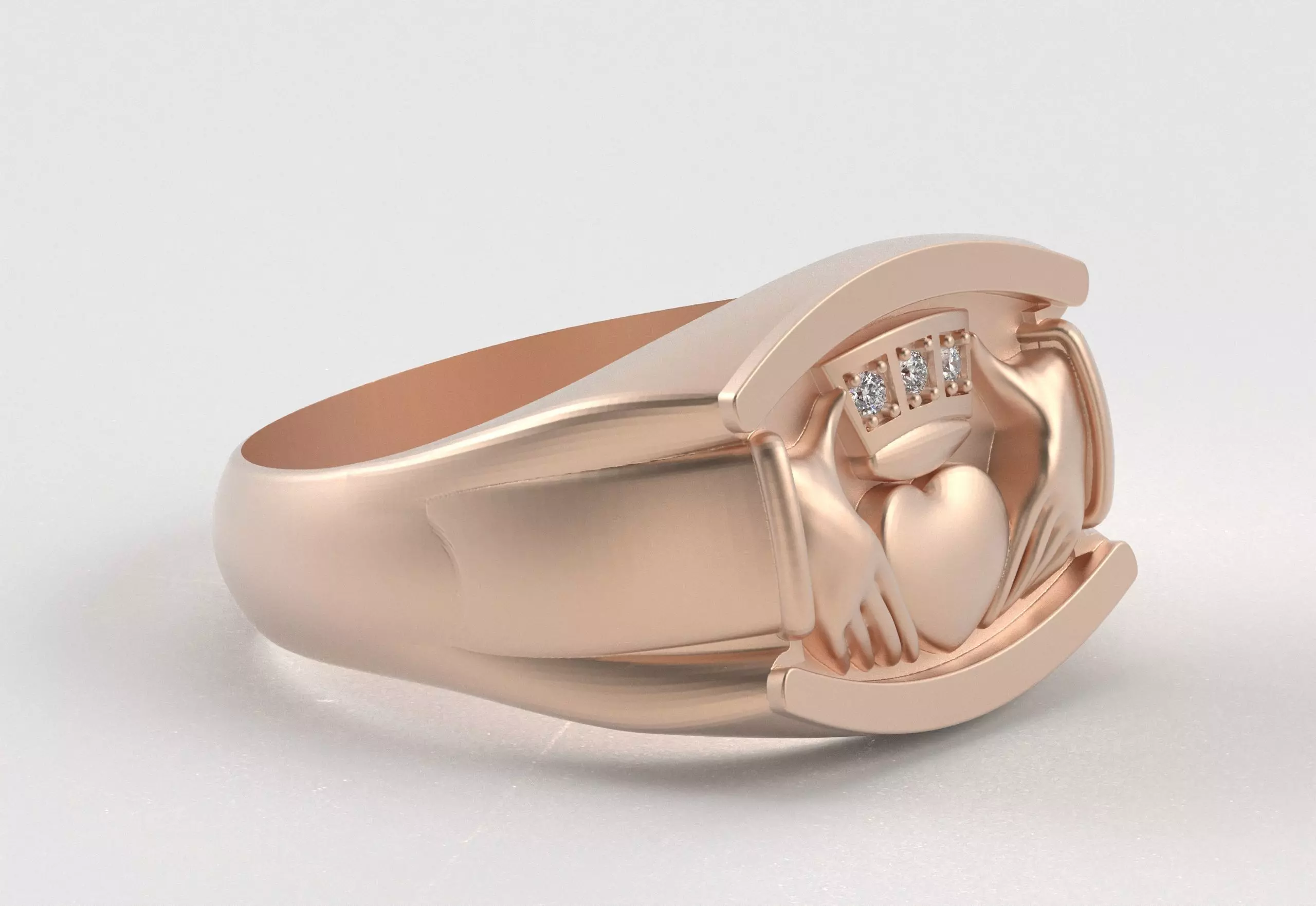 Men Claddagh Ring Hands Heart Loyalty 3D print model_34