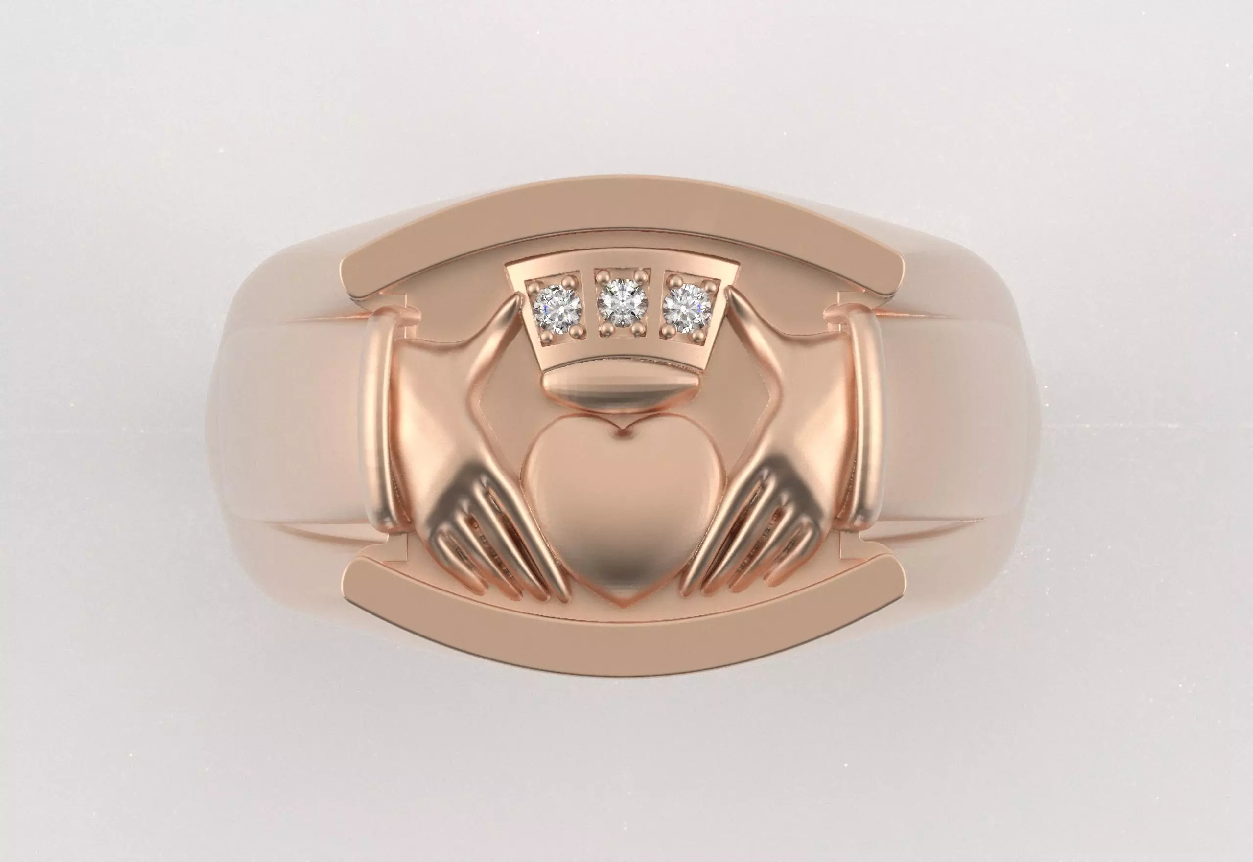 Men Claddagh Ring Hands Heart Loyalty 3D print model_10