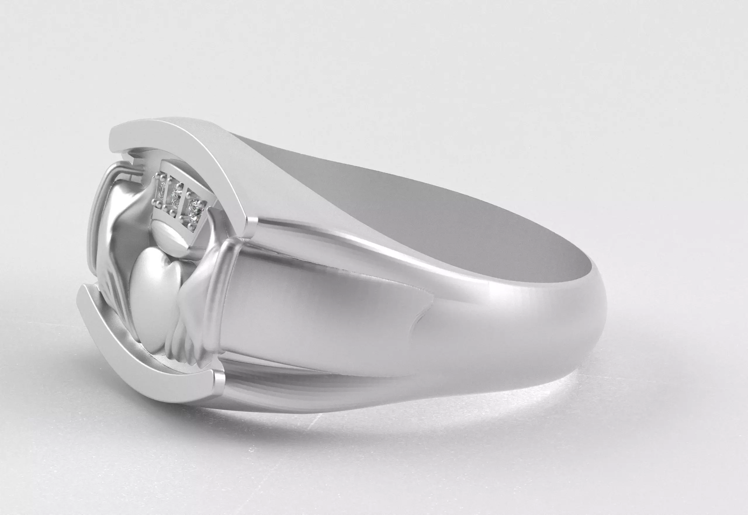 Men Claddagh Ring Hands Heart Loyalty 3D print model_27