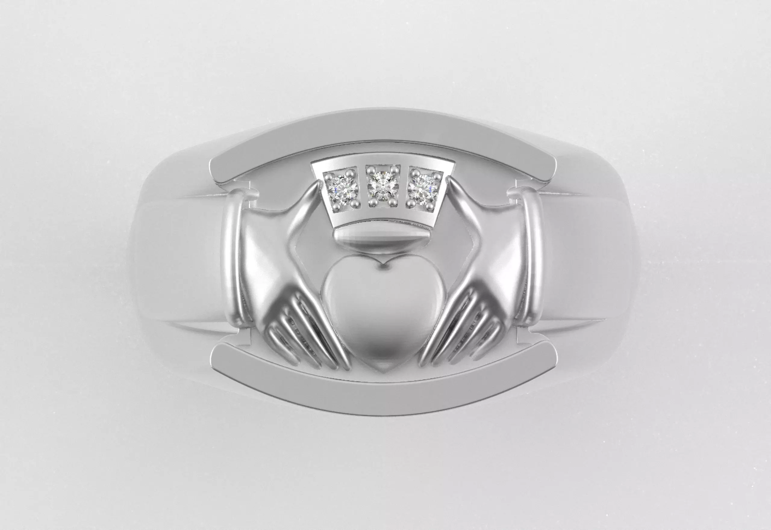 Men Claddagh Ring Hands Heart Loyalty 3D print model_16